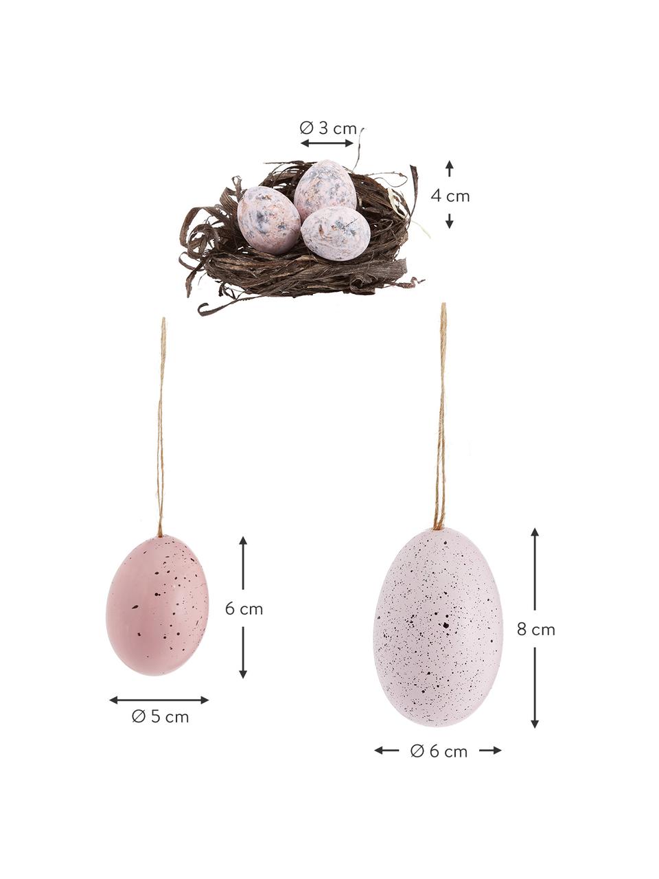 Deko-Objekt-Set Blush, 12-tlg., Echte Eier, Rosatöne, Grau, Braun, Set mit verschiedenen Größen