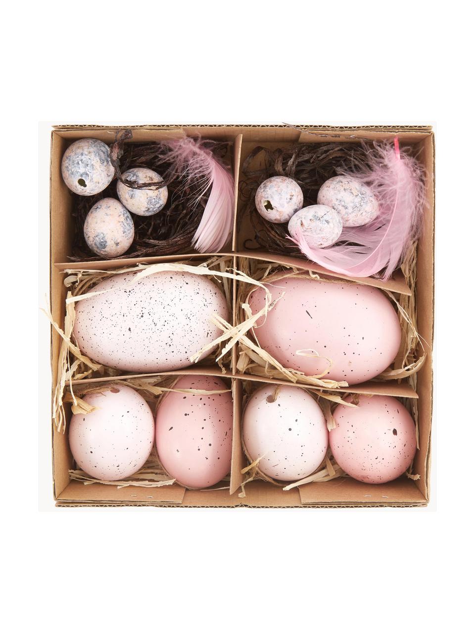 Sada dekorací Blush, 12 dílů, Pravá vajíčka, Odstíny růžové, šedá, hnědá, Sada s různými velikostmi