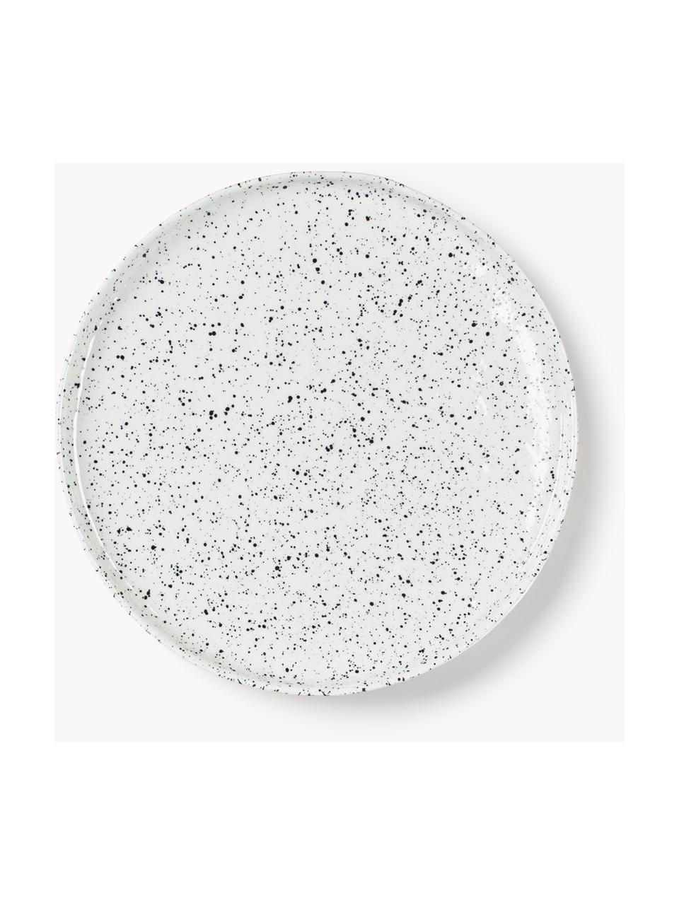 Platos llanos de porcelana Poppi, 2 uds., Porcelana, Blanco jaspeado negro, Ø 27 x Al 2 cm