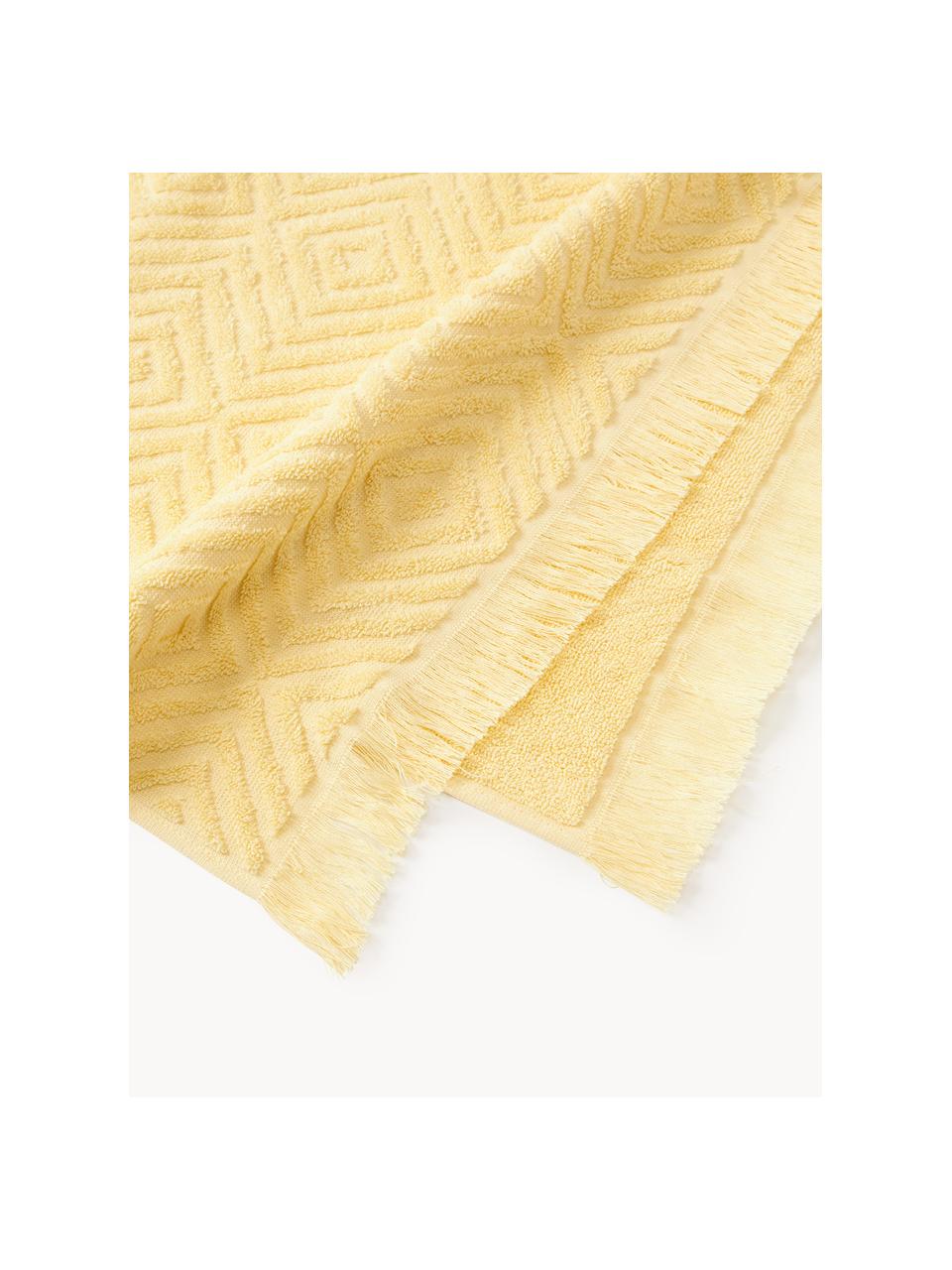 Asciugamano con motivo in rilievo Jacqui, varie misure, Giallo chiaro, Asciugamano, Larg. 50 x Lung. 100 cm, 2 pz