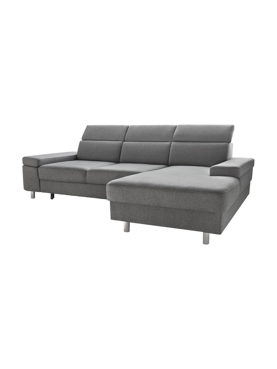 Sofa narożna z funkcją spania Espace, Tapicerka: 100% aksamit poliestrowy, Nogi: metal lakierowany, Szary, matowy, S 257 x G 182 cm