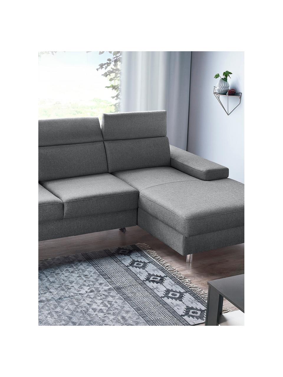 Sofa narożna z funkcją spania Espace, Tapicerka: 100% aksamit poliestrowy, Nogi: metal lakierowany, Szary, matowy, S 257 x G 182 cm