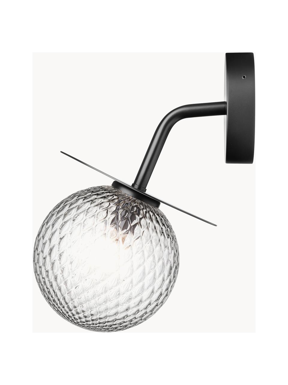 Outdoor wandlamp Liila, Lampenkap: glas, Zwart, transparant, B 17 x H 26 cm