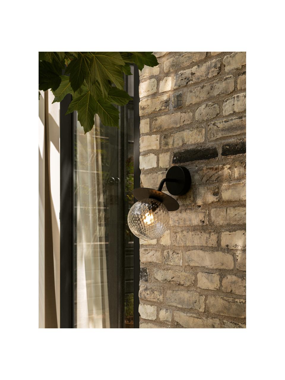 Outdoor wandlamp Liila, Lampenkap: glas, Zwart, transparant, B 17 x H 26 cm