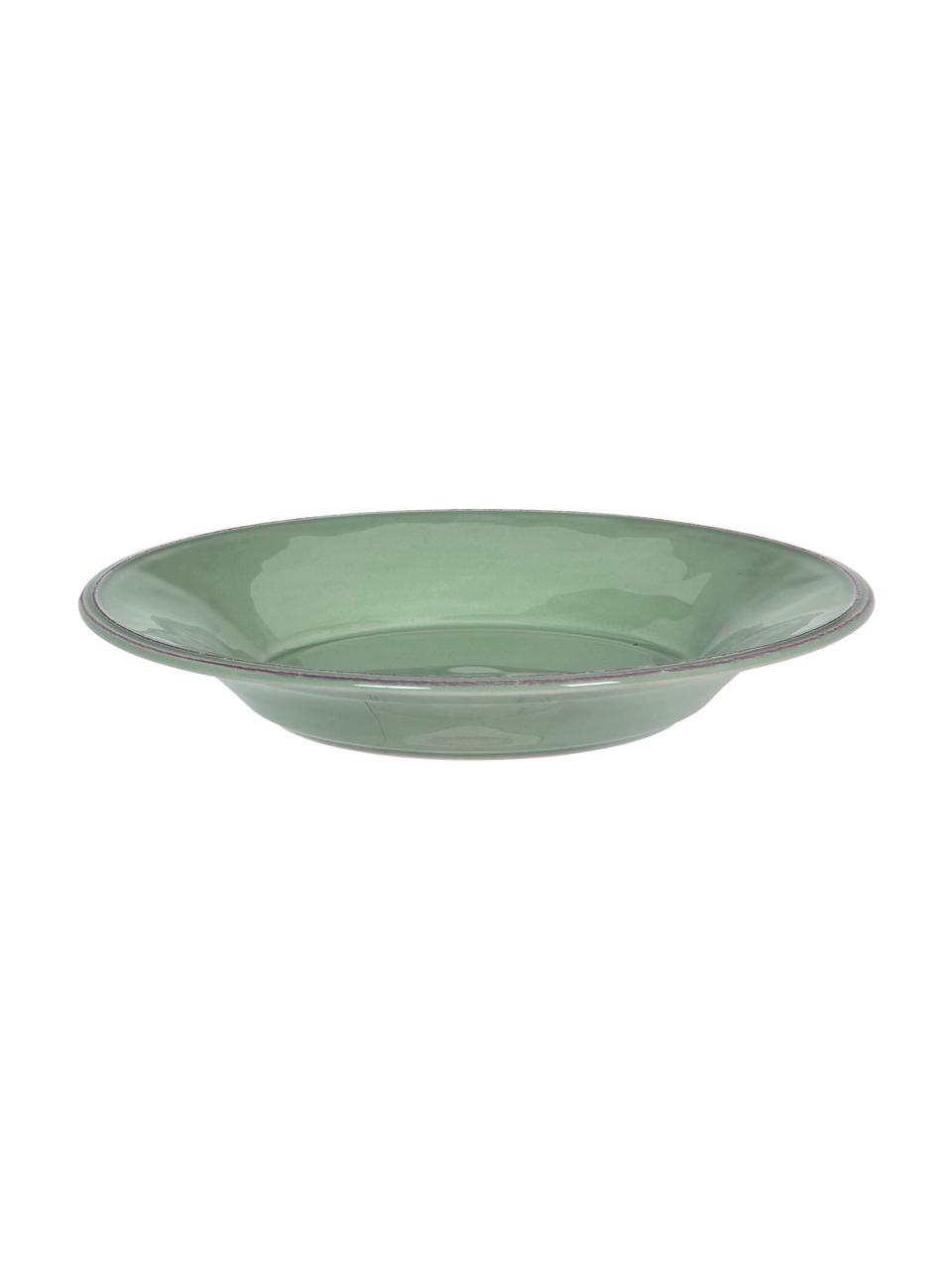 Assiette à pâtes rustique Constance, 2 pièces, Grès cérame, Vert sauge, Ø 27 cm