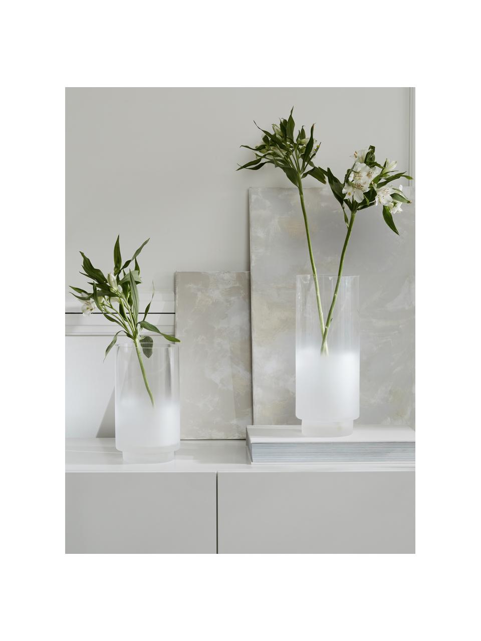 Mundgeblasene Vase Milky mit Farbverlauf, Glas, Transparent, Weiß, Ø 14 x H 35 cm