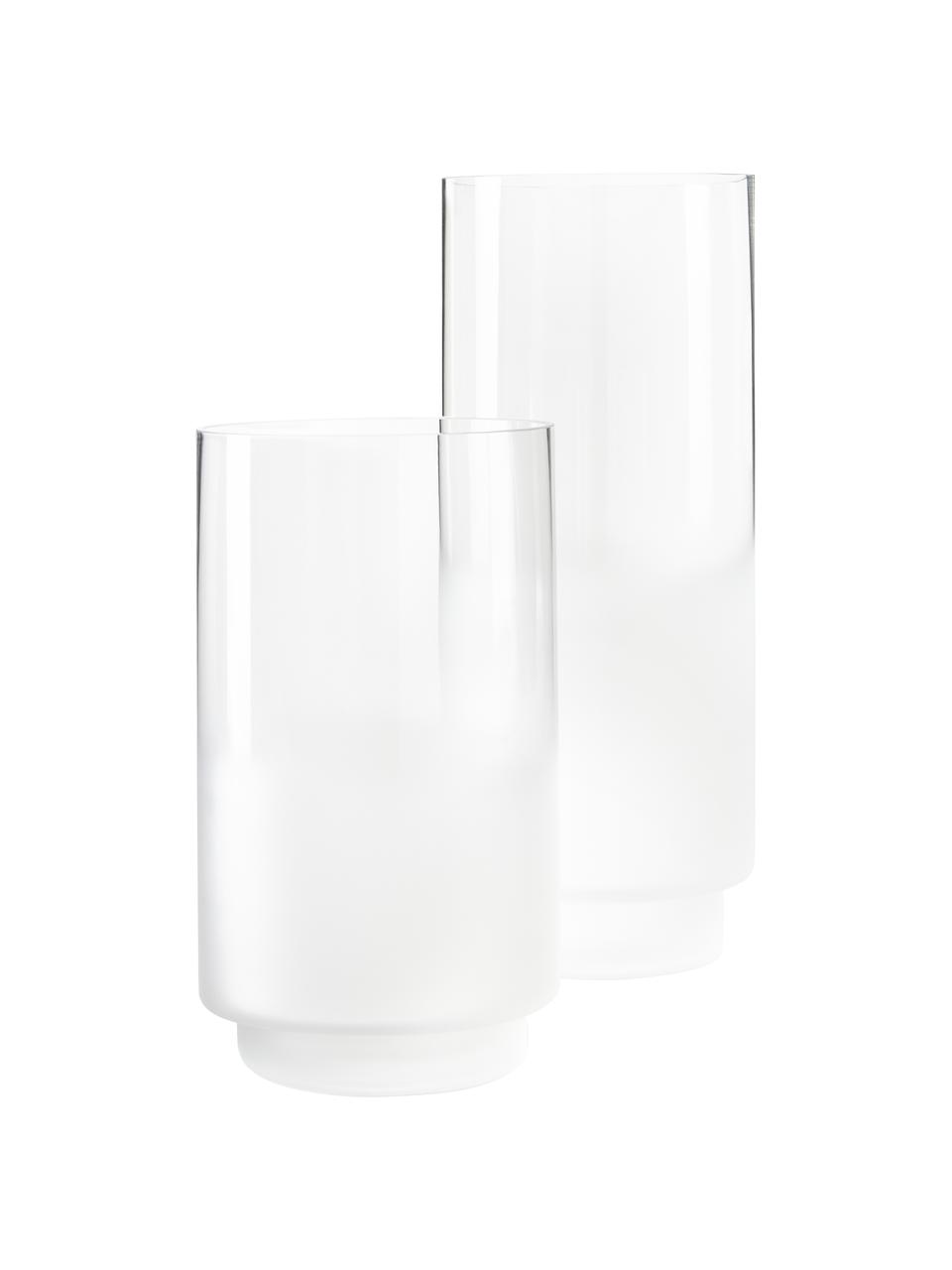 Vase en verre dégradé soufflé bouche Milky, Verre, Transparent, blanc, Ø 14 x haut. 35 cm