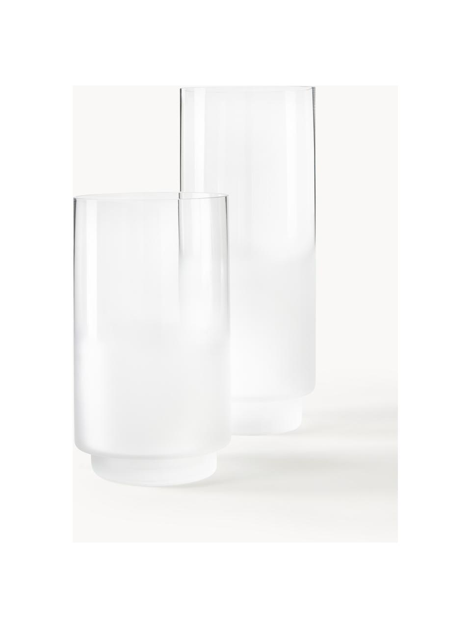 Ručne fúkaná váza Milky, Sklo, Priehľadná, biela, Ø 14 x V 35 cm