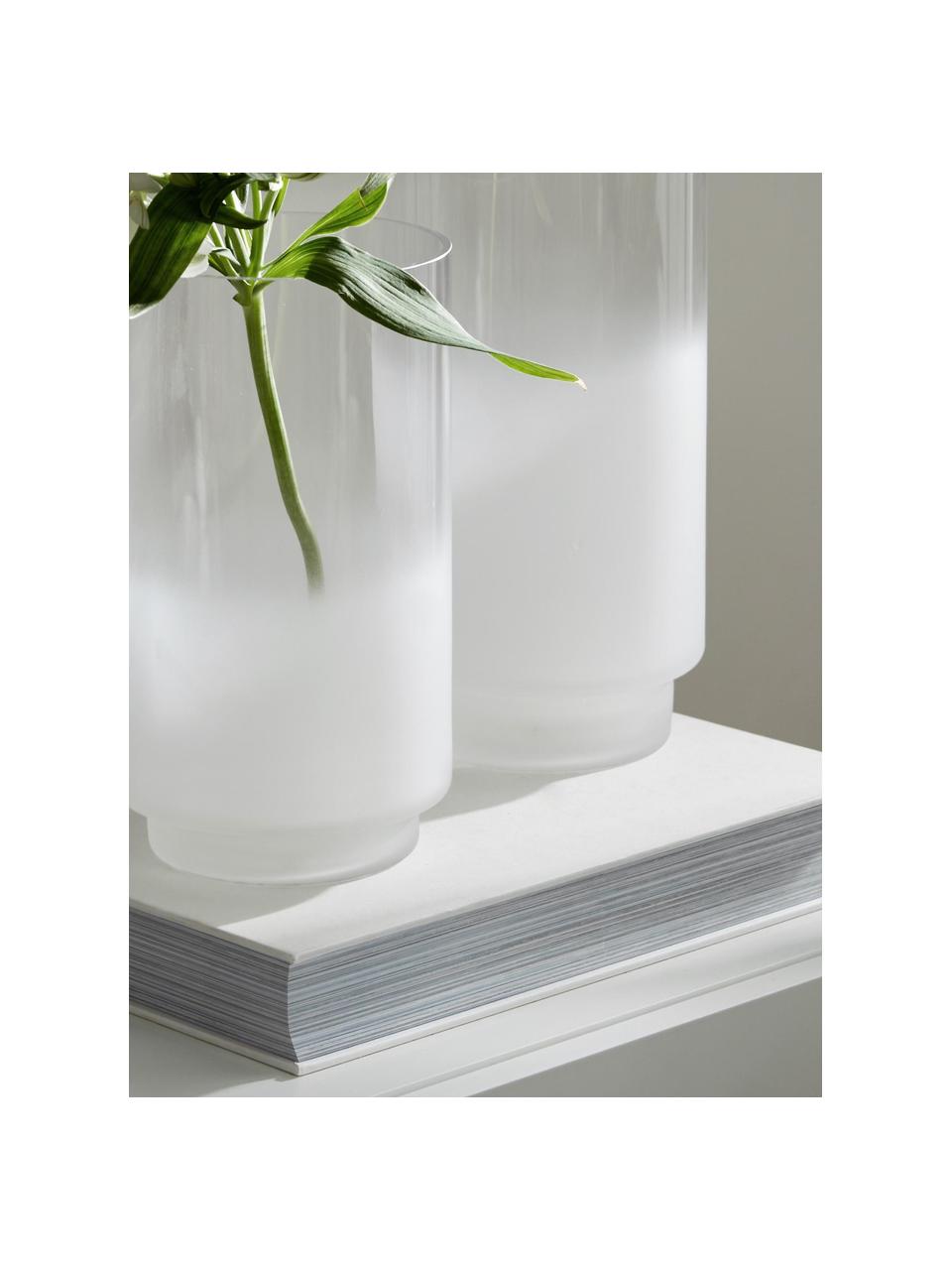 Mundgeblasene Vase Milky mit Farbverlauf, H 35 cm, Glas, Transparent, Weiss, Ø 14 x H 35 cm