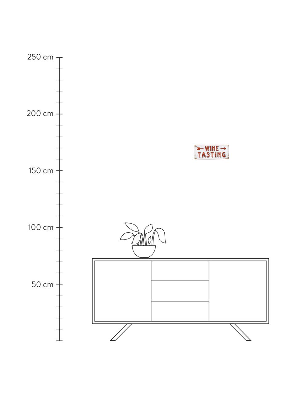 Decorazione da muro Winetasting, Metallo, rivestito, Bianco, rosso, Larg. 31 x Alt. 13 cm