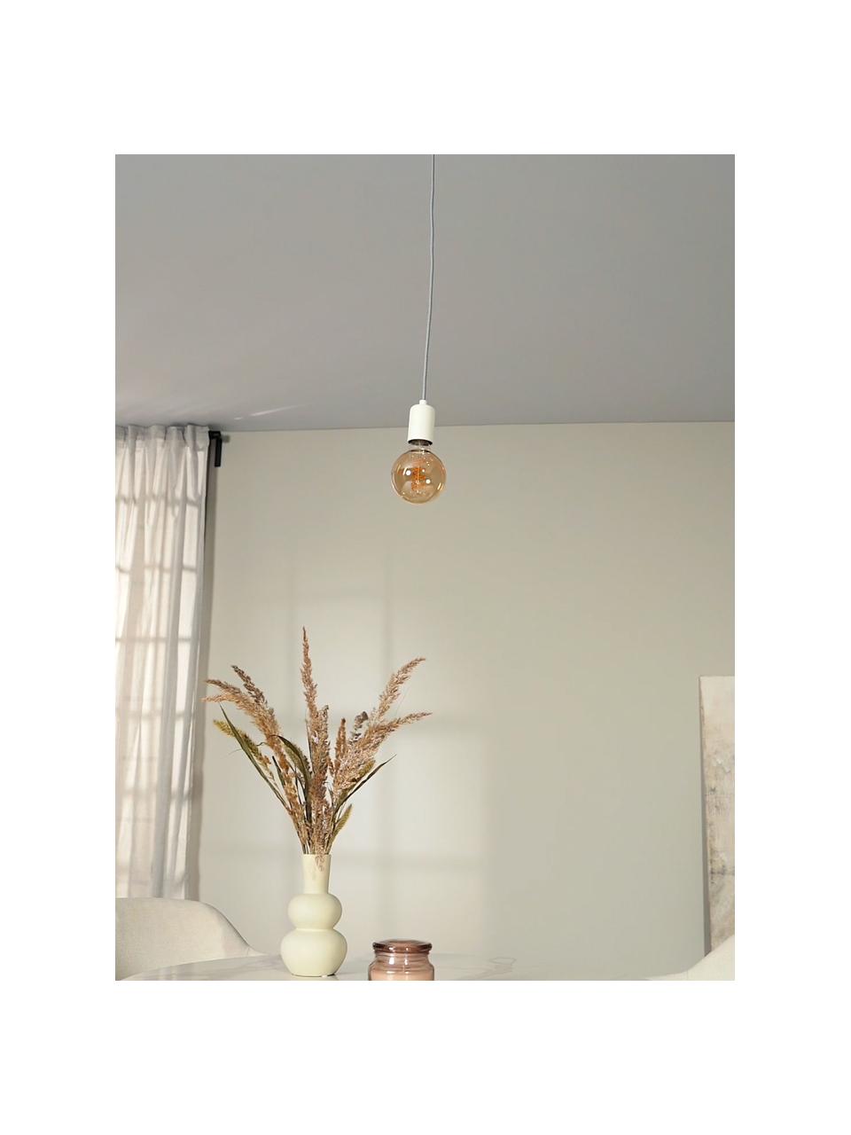Lámpara de techo pequeña Trey, Anclaje: metal con pintura en polv, Cable: cubierto en tela, Blanco, Ø 10 x Al 8 cm
