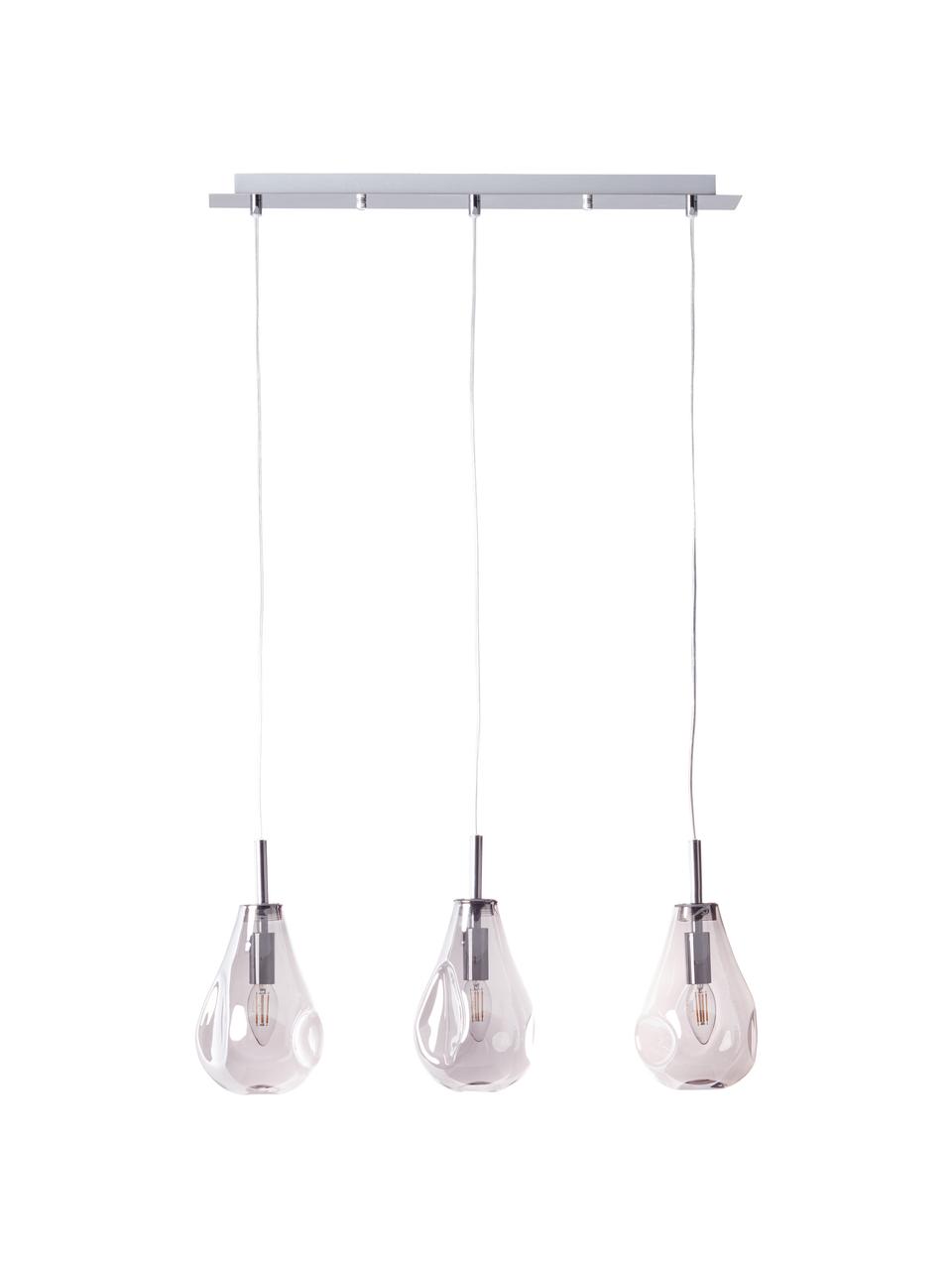 Lampa wisząca ze szkła Drops, Transparentny, srebrny, S 61 x W 24 cm