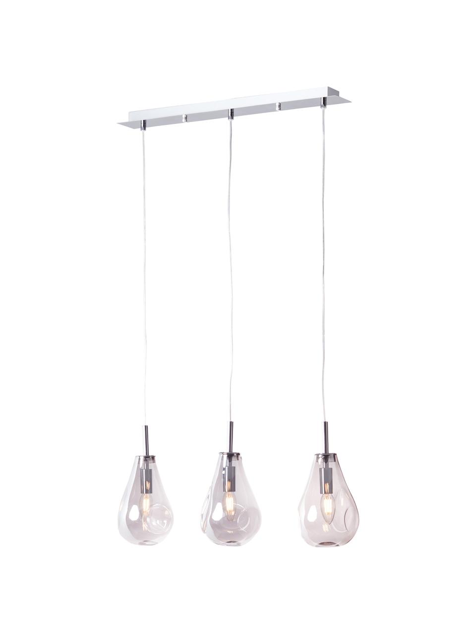 Lámpara de techo de vidrio Drops, Pantalla: vidrio, Anclaje: metal, Cable: plástico, Transparente, cromo, An 61 x Al 24 cm