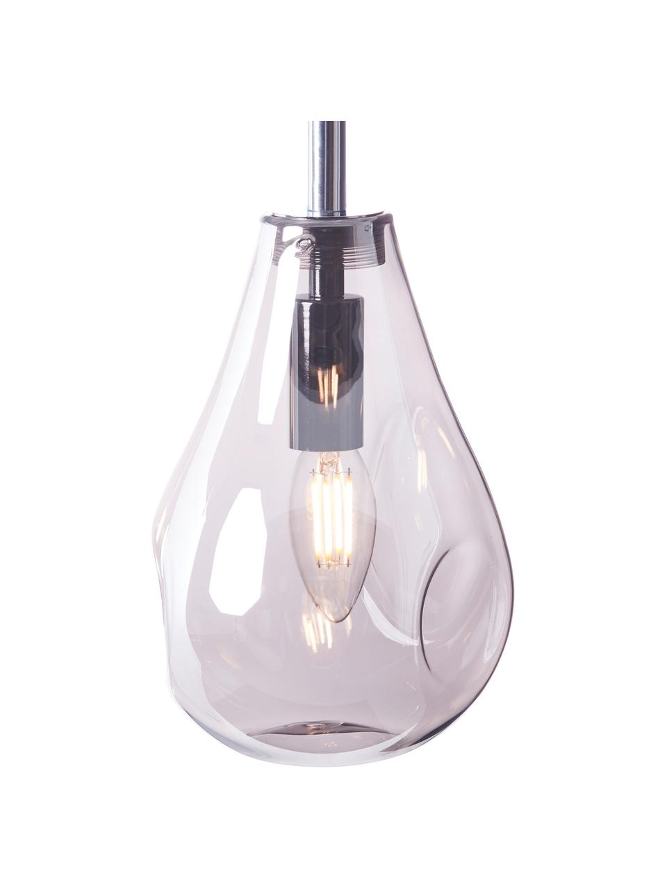 Lampa wisząca ze szkła Drops, Transparentny, srebrny, S 61 x W 24 cm