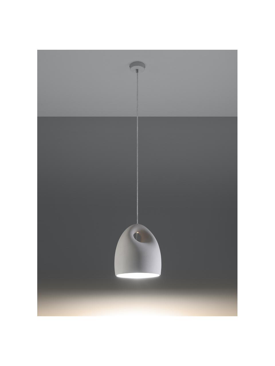 Lámpara de techo artesanal pequeña de cerámica Sativa, Pantalla: cerámica, Anclaje: metal recubierto, Cable: plástico, Off White, Ø 22 x Al 26 cm