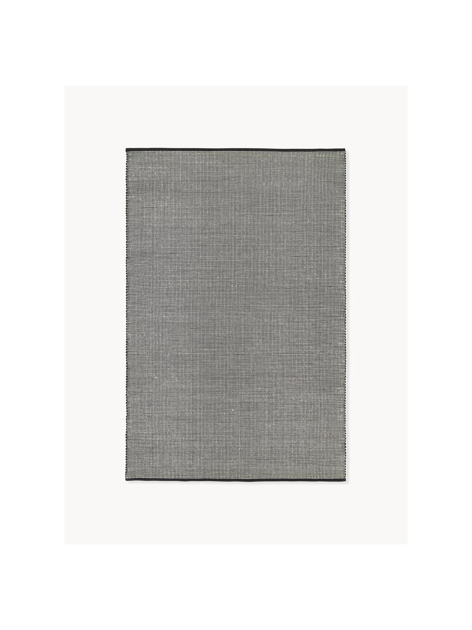 Tapis en laine tissé main Amaro, Noir, blanc crème, larg. 200 x long. 300 cm (taille L)