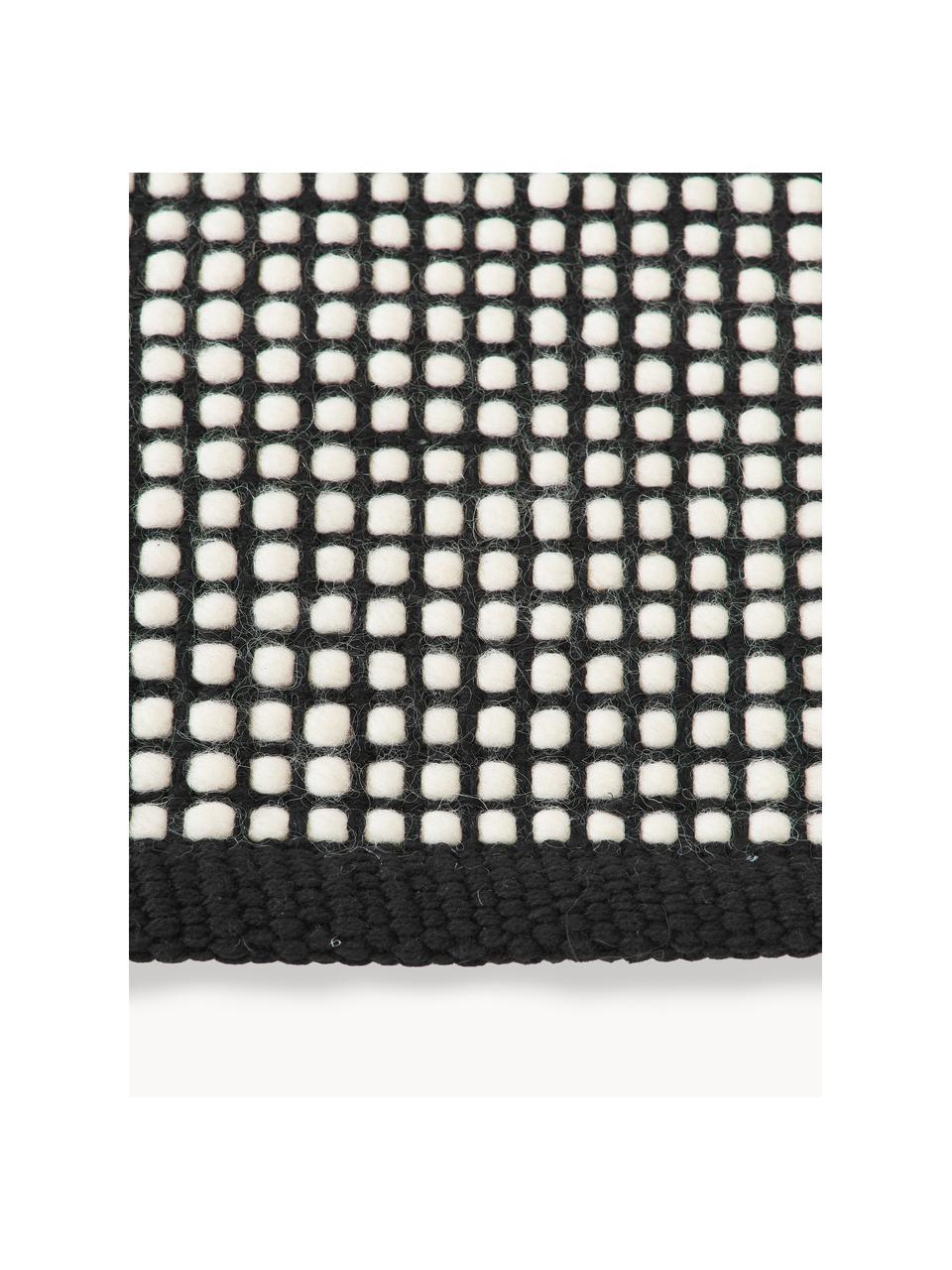 Tapis en laine tissé main Amaro, Noir, blanc crème, larg. 200 x long. 300 cm (taille L)