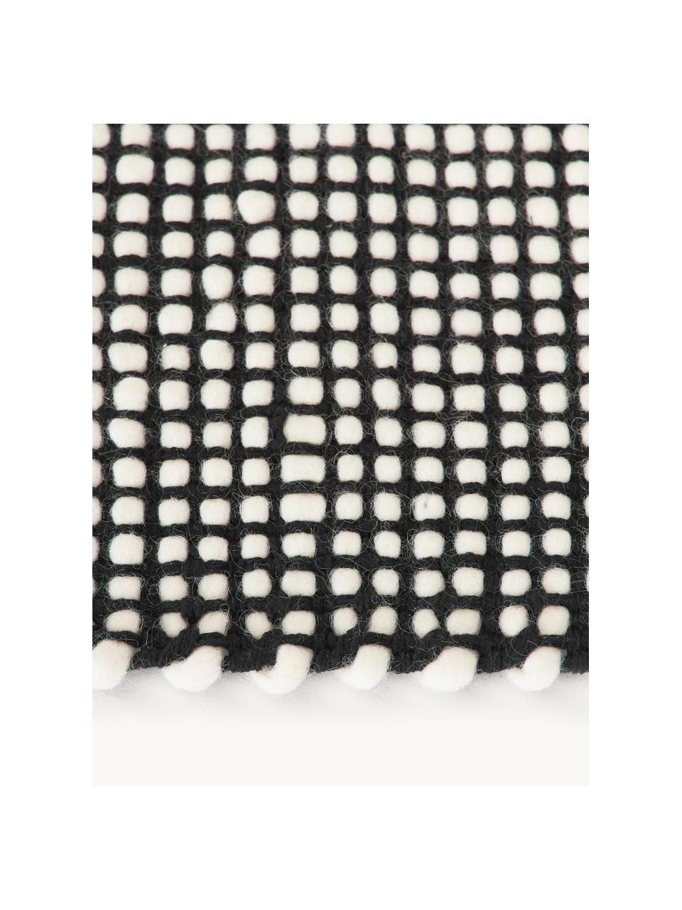 Tapis en laine tissé main Amaro, Noir, blanc crème, larg. 200 x long. 300 cm (taille L)