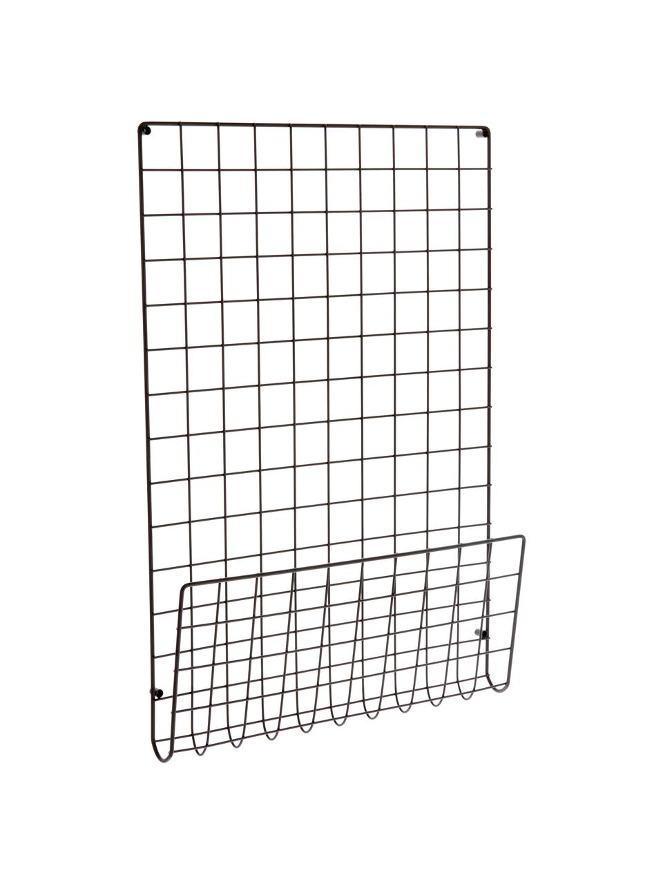 Organizer ścienny z miejscem do przechowywania Mesh, Stal lakierowana, Czarny, S 51 x W 72 cm