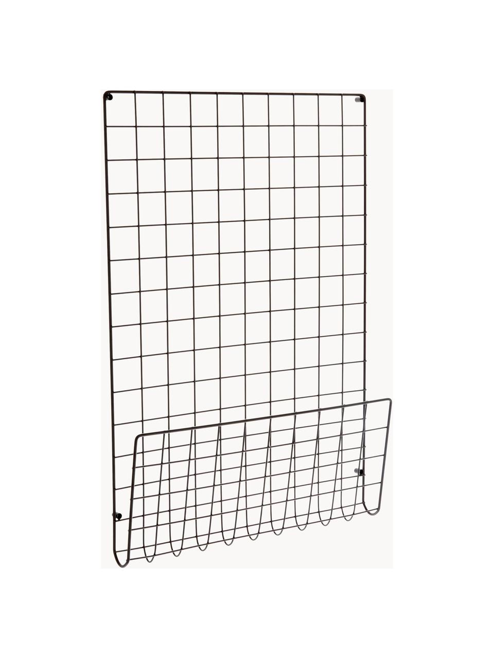 Veľká mriežkovaná nástenka Mesh, Lakovaná oceľ, Čierna, Š 51 x V 72 cm