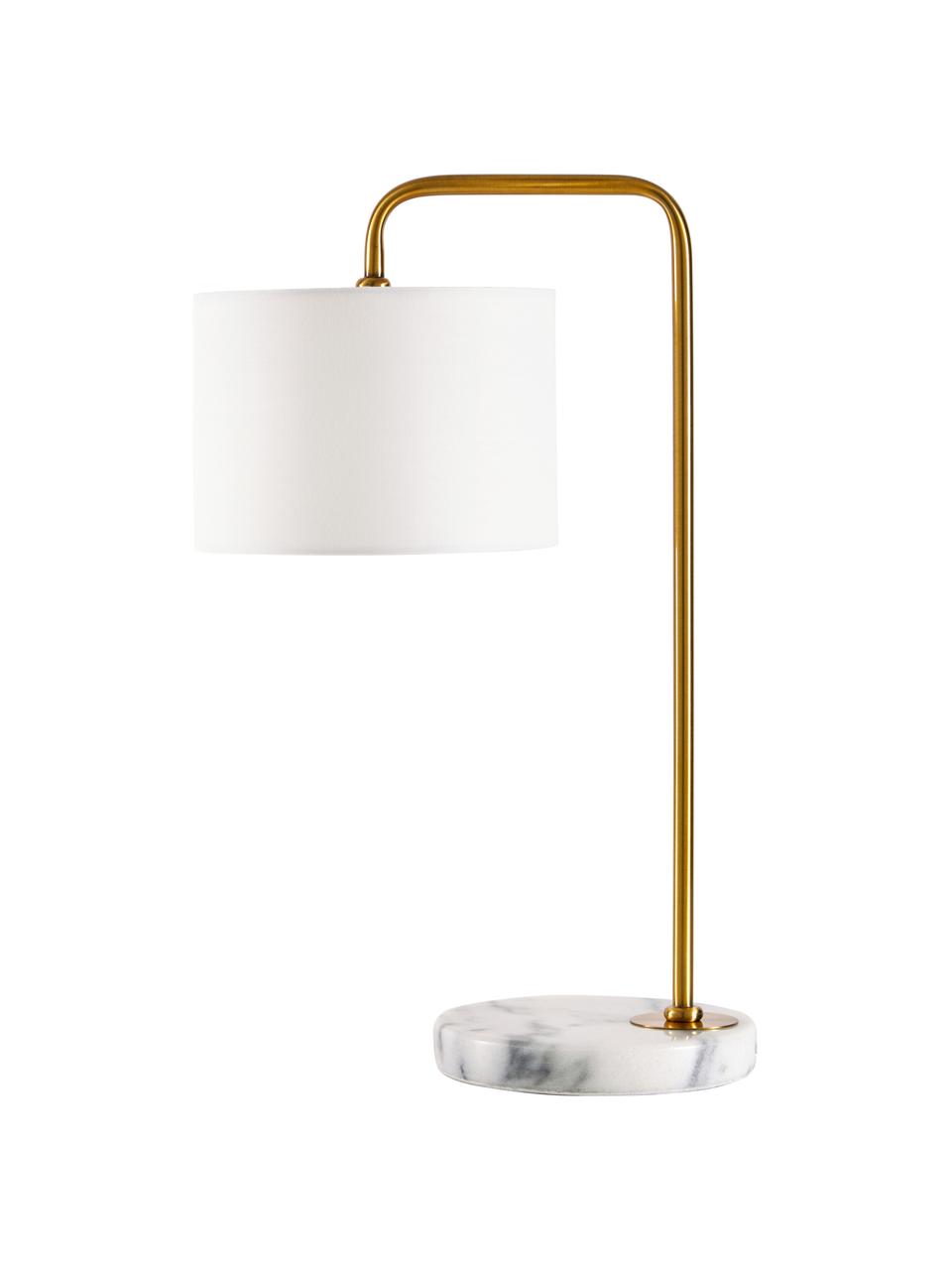 Stolní lampa s mramorovou podstavou Montreal, Bílá, zlatá, Ø 20 cm, V 49 cm