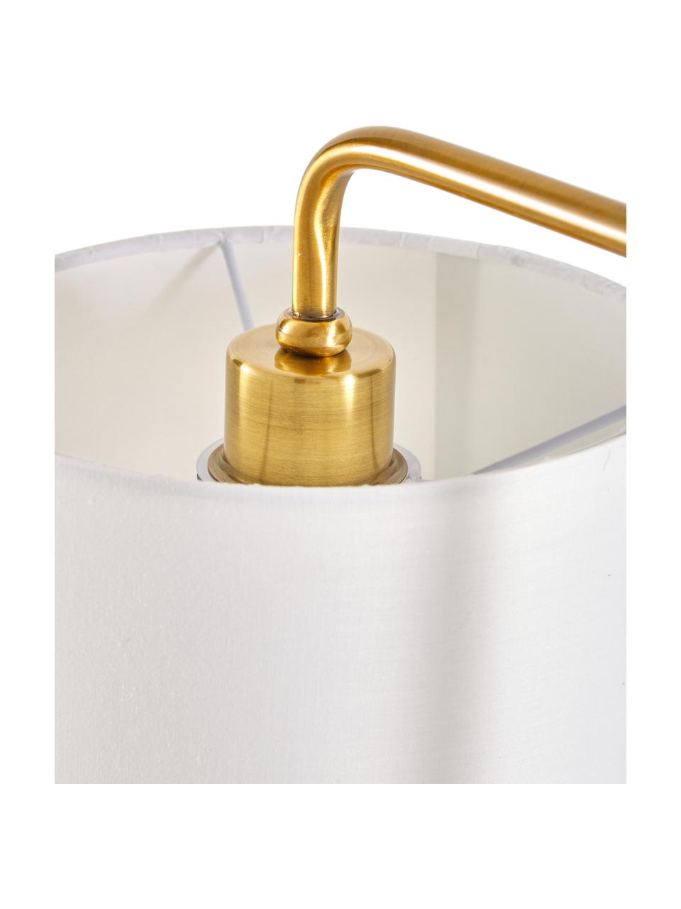 Tischlampe Montreal mit Marmorfuß, Lampenschirm: Textil, Lampenfuß: Marmor, Gestell: Metall, galvanisiert, Goldfarben, Weiß, marmoriert, B 32 x H 49 cm
