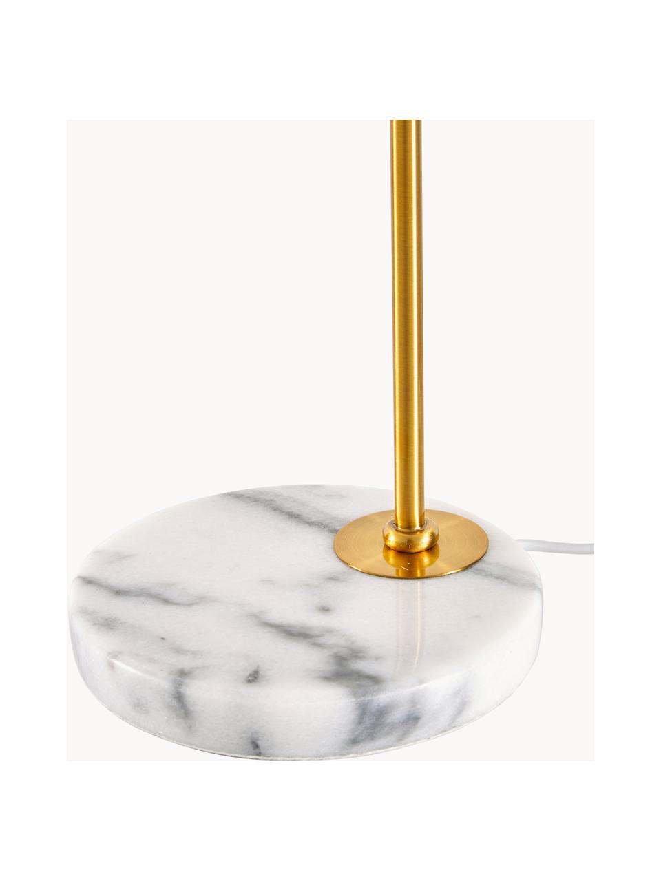 Tischlampe Montreal mit Marmorfuß, Lampenschirm: Textil, Lampenfuß: Marmor, Gestell: Metall, galvanisiert, Goldfarben, Weiß, marmoriert, B 32 x H 49 cm