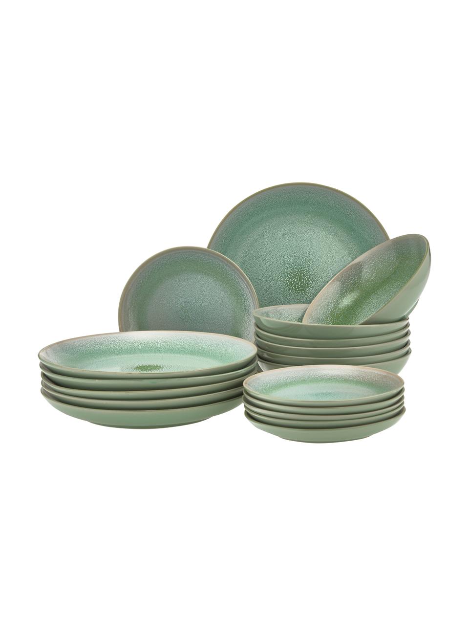 Set di piatti in ceramica verde Topiary per quattro persone Este Ceramiche