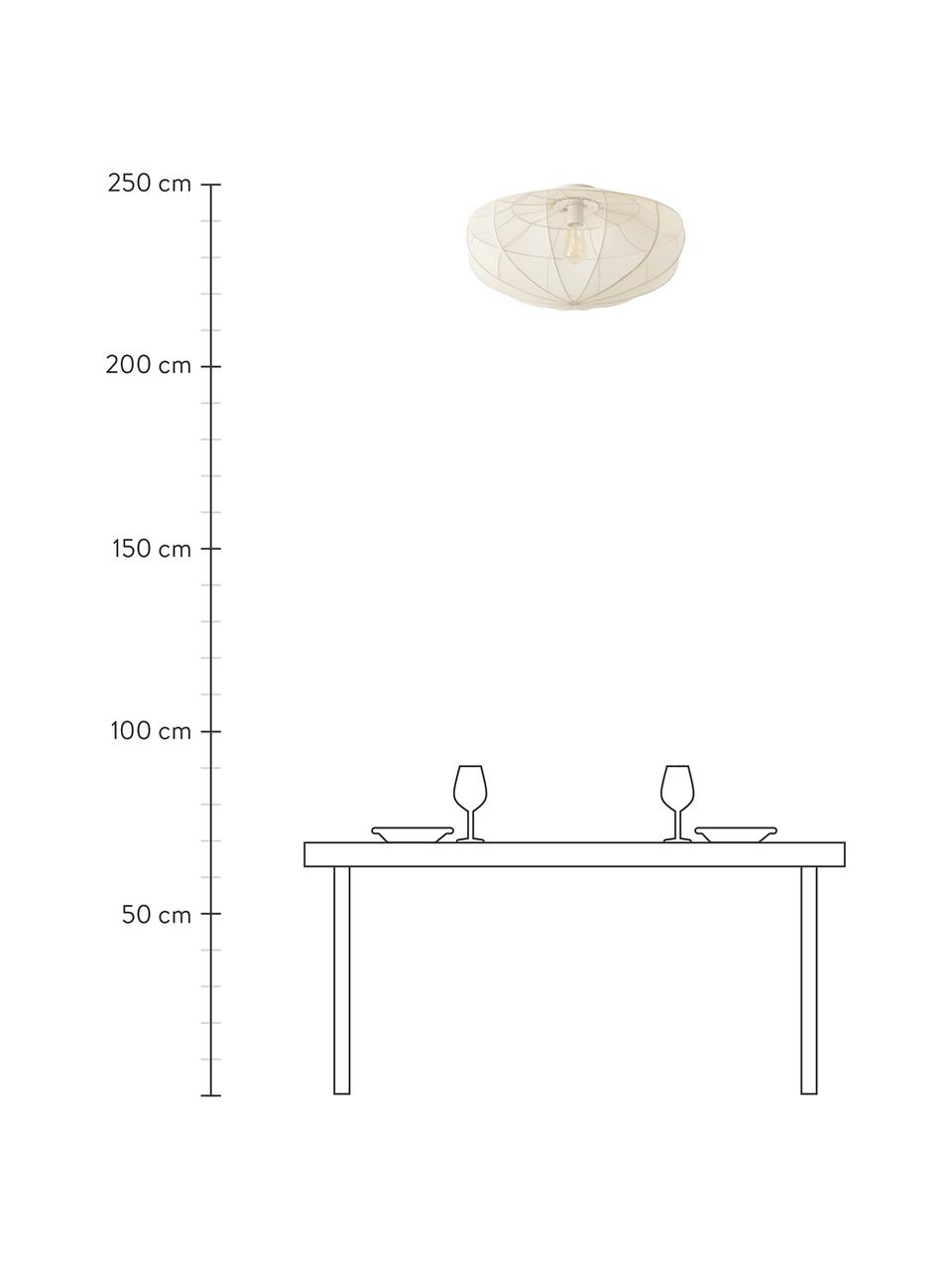 Plafoniera in tessuto a rete Beau, Paralume: tessuto, Struttura: metallo verniciato a polv, Baldacchino: metallo verniciato a polv, Bianco crema, Ø 60 x Alt. 29 cm