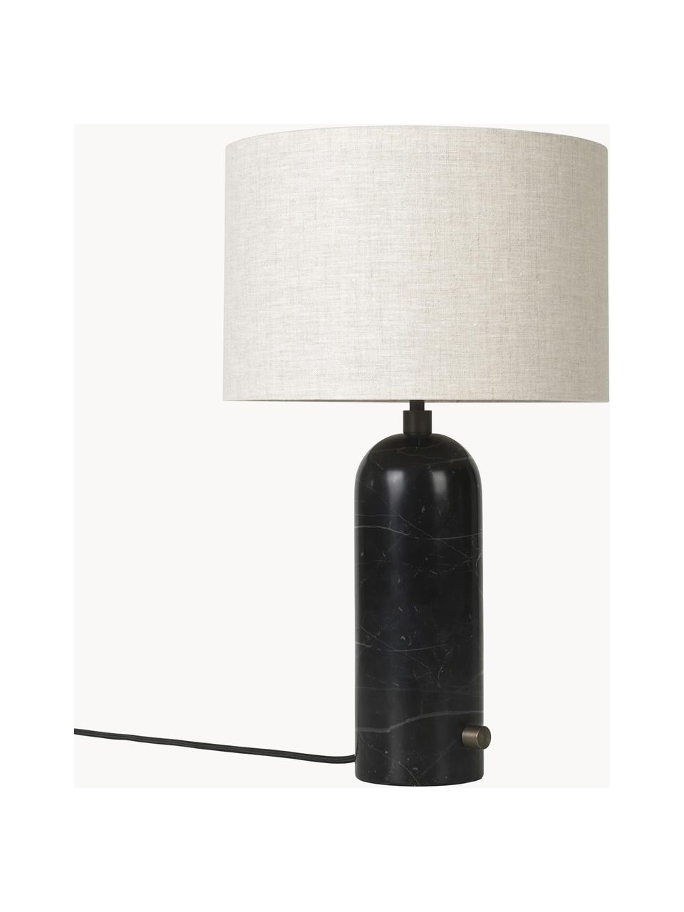 Grosse dimmbare Tischlampe Gravity mit Marmorfuss, in verschiedenen Grössen, Lampenschirm: Stoff, Hellbeige, Schwarz marmoriert, Ø 41 x H 65 cm