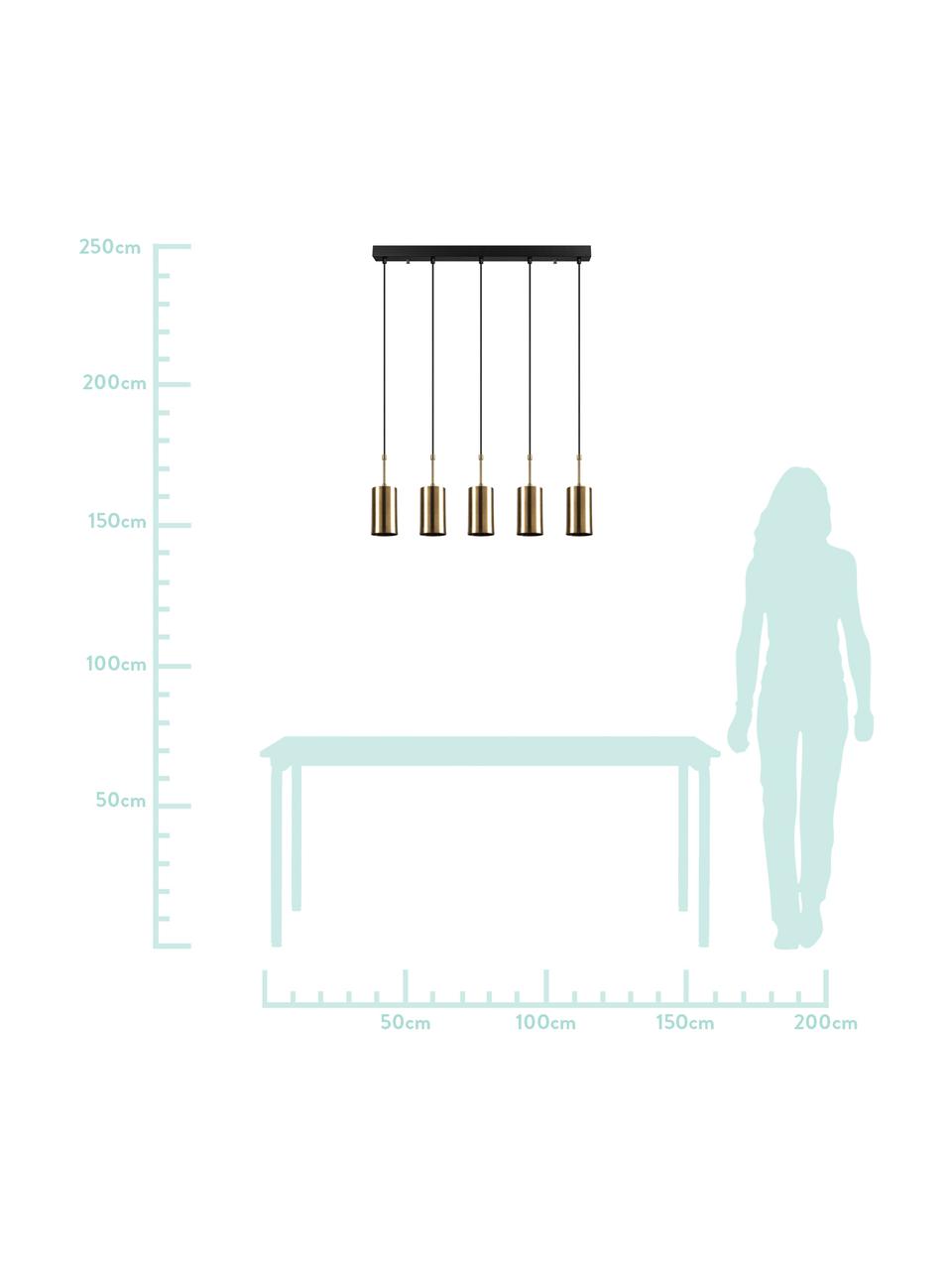 Suspension dorée ampoule nue Kem, Couleur laitonnée, noir