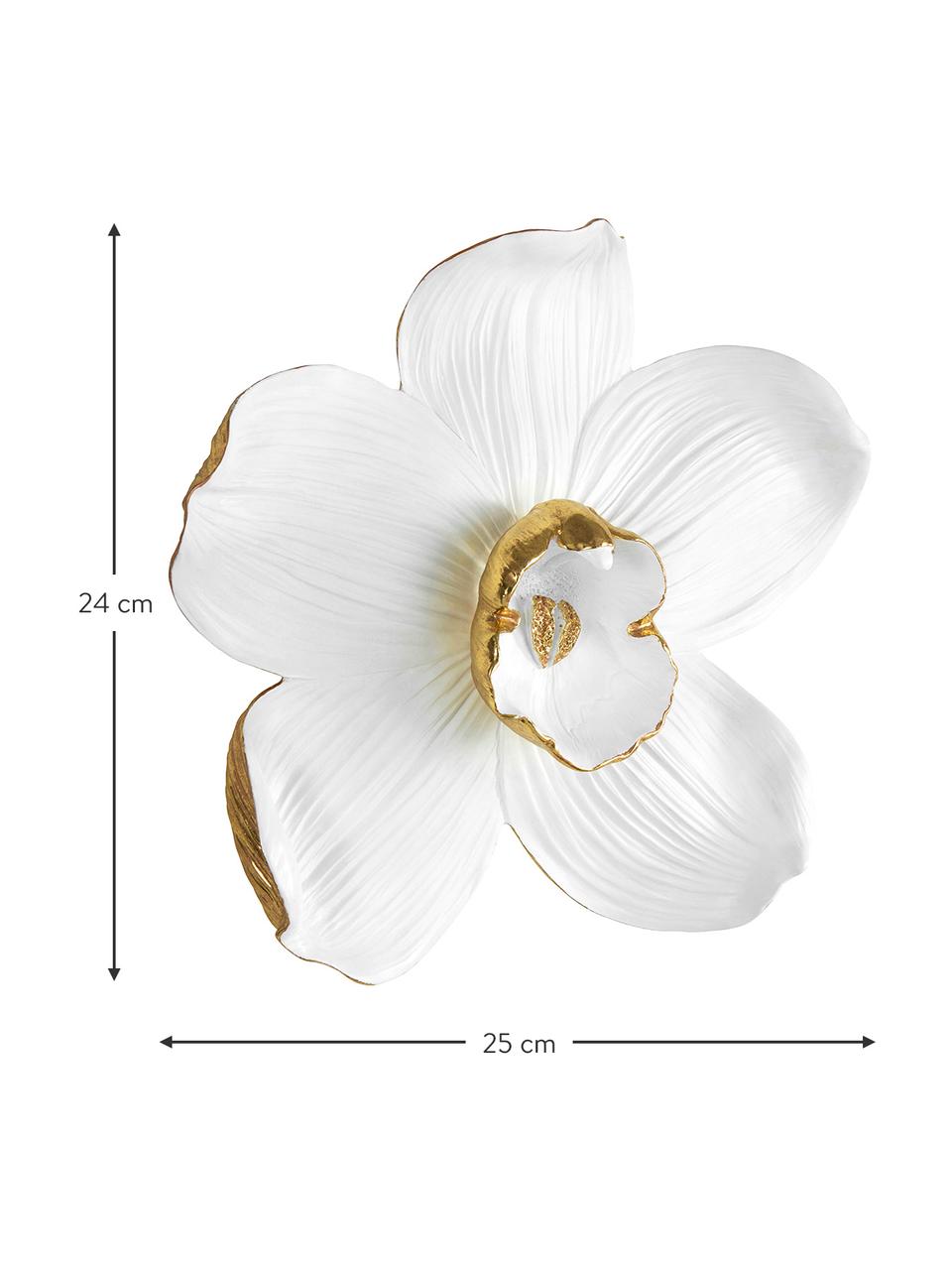 Nástenná dekorácia Orchid, Polymérová živica, Biela, odtiene zlatej, Š 25 x V 24 cm