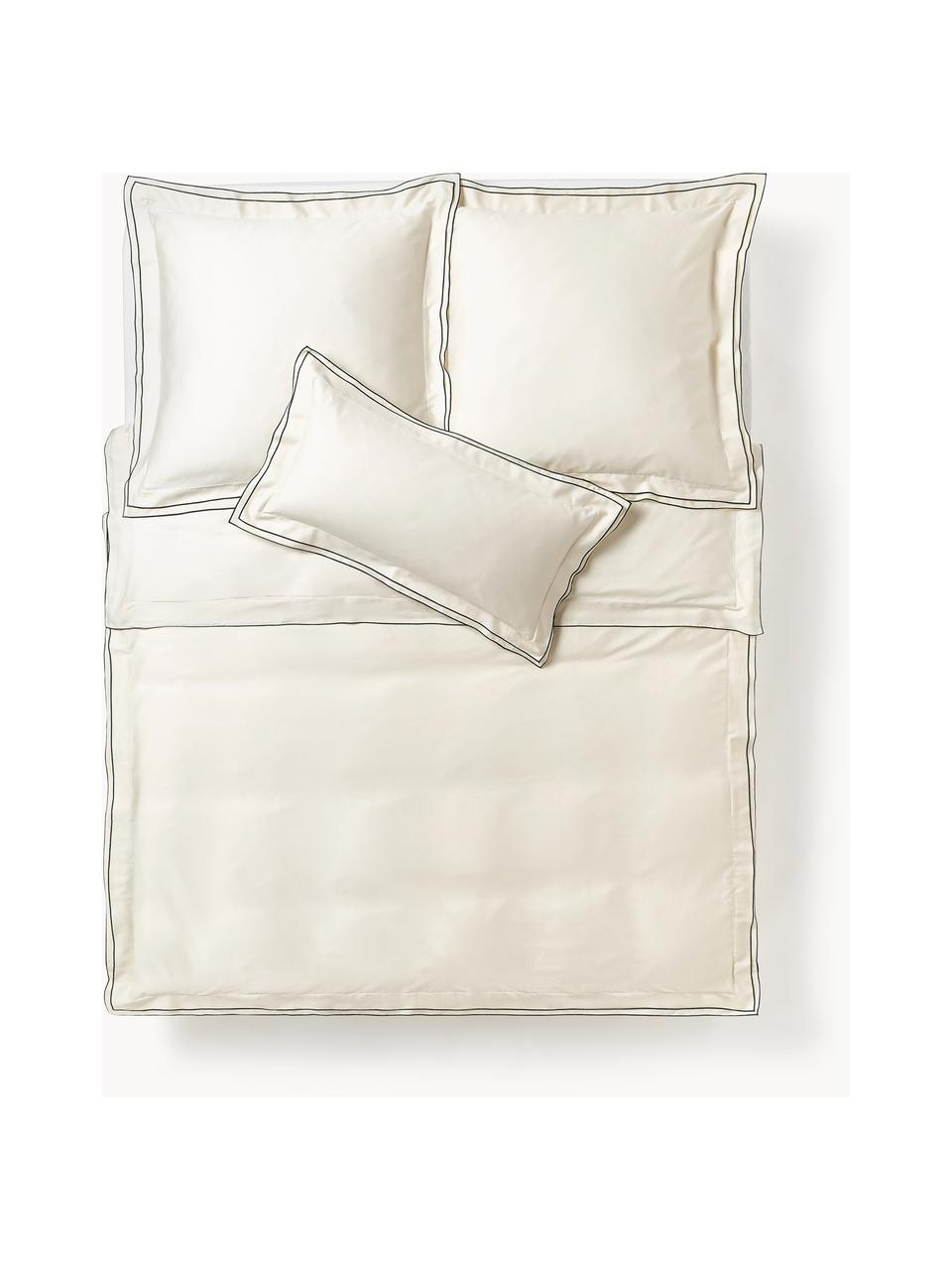 Funda nórdica de satén Carlotta, Blanco crema, negro, Cama 150/160 cm (240 x 220 cm)