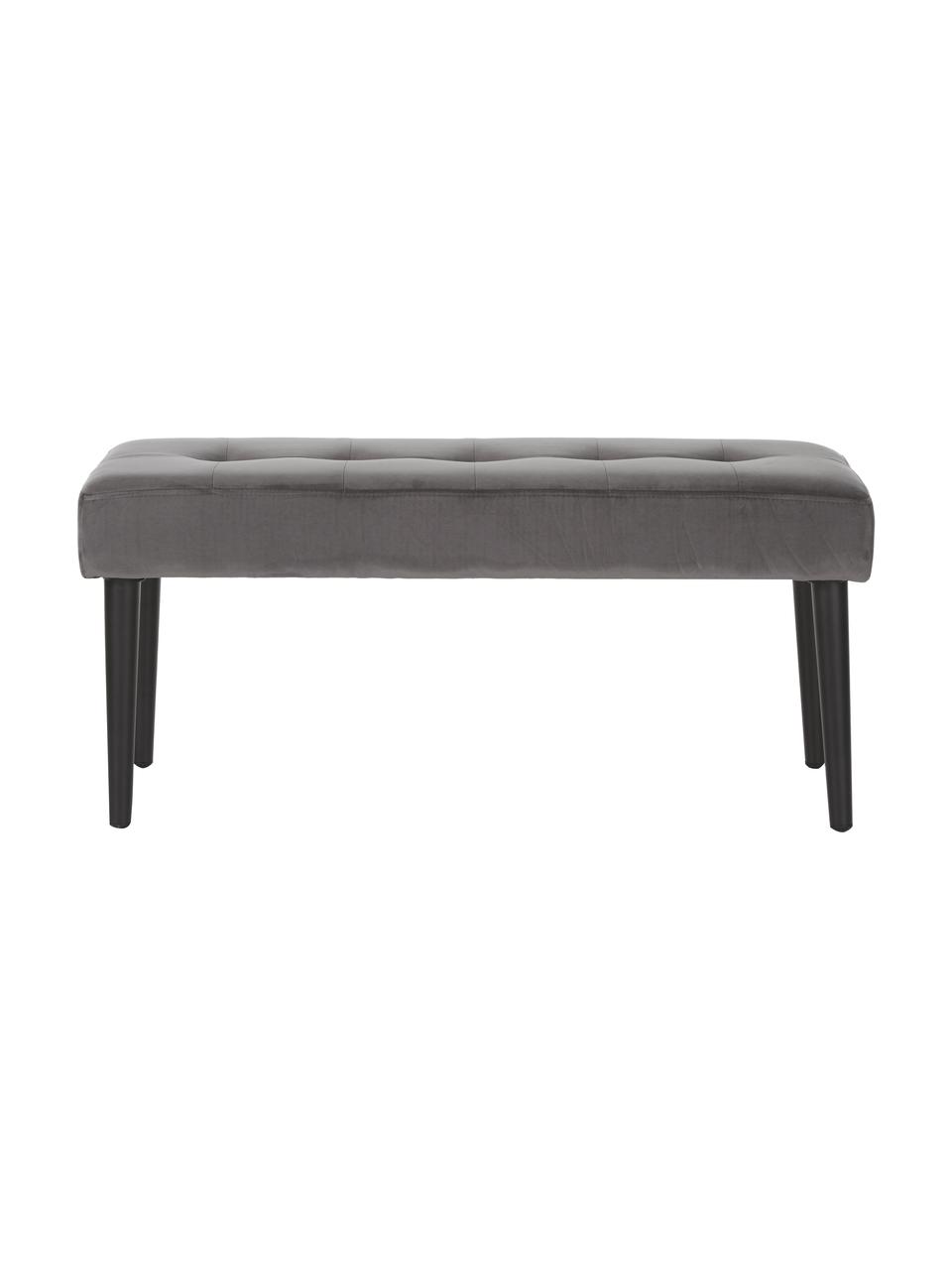 Panca in velluto Glory, Rivestimento: velluto di poliestere Il , Struttura: metallo verniciato a polv, Velluto grigio scuro, Larg. 95 x Alt. 45 cm