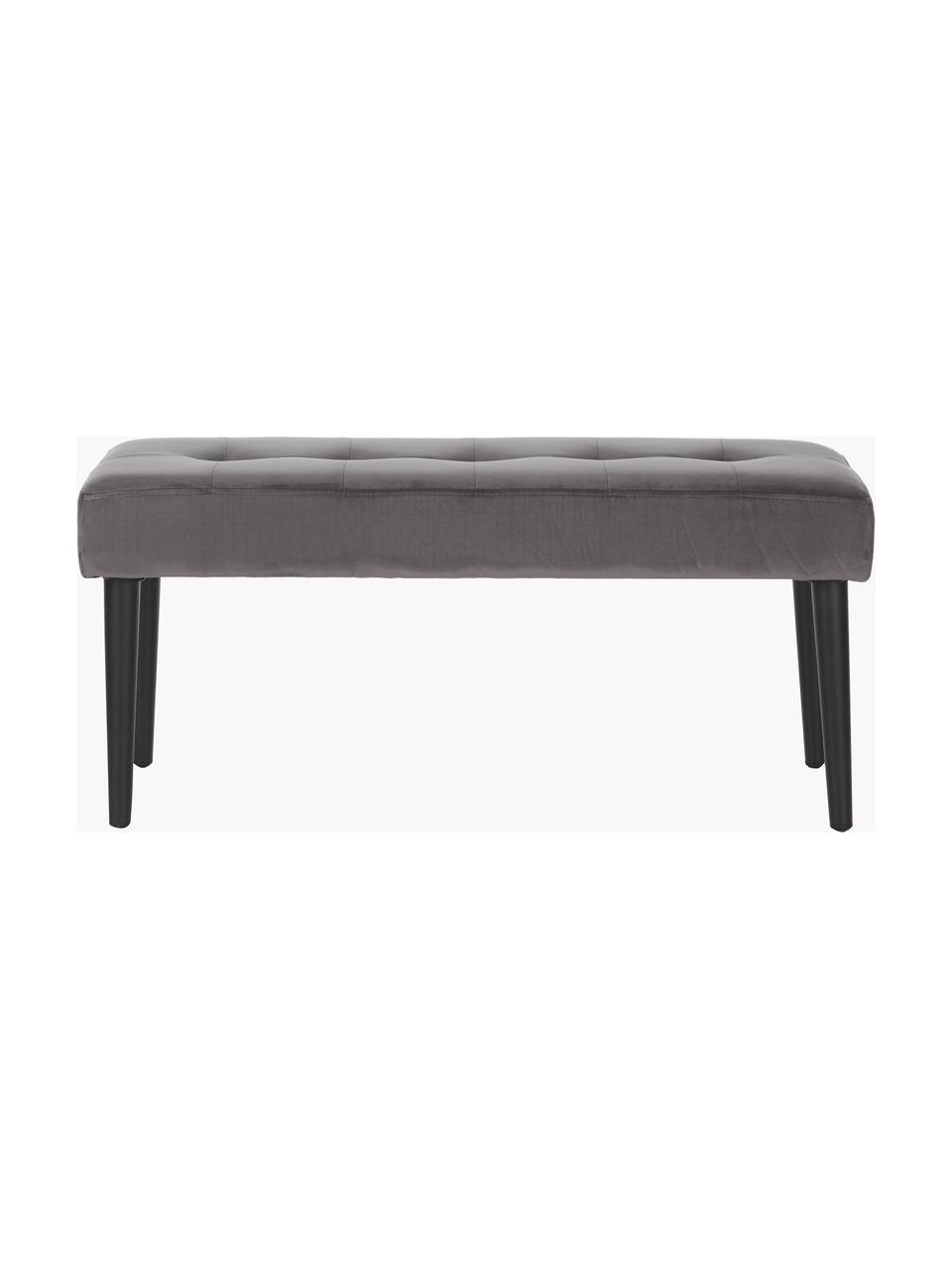 Banquette en velours Glory, Velours gris foncé, pieds noirs, larg. 95 x prof. 38 cm