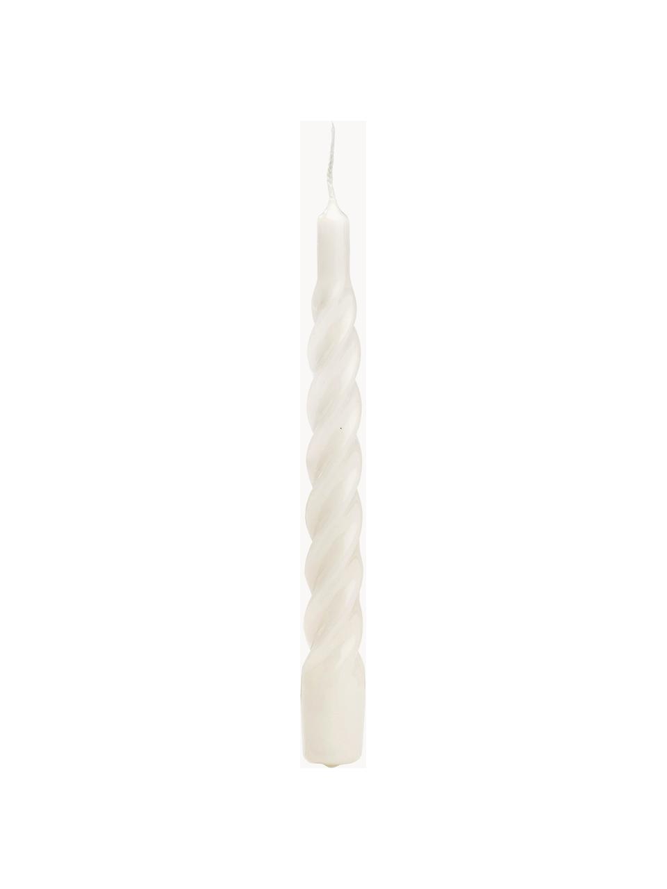 Candela a bastoncino Twisted 6 pz, Cera paraffinica, Bianco latte, Alt. 20 cm