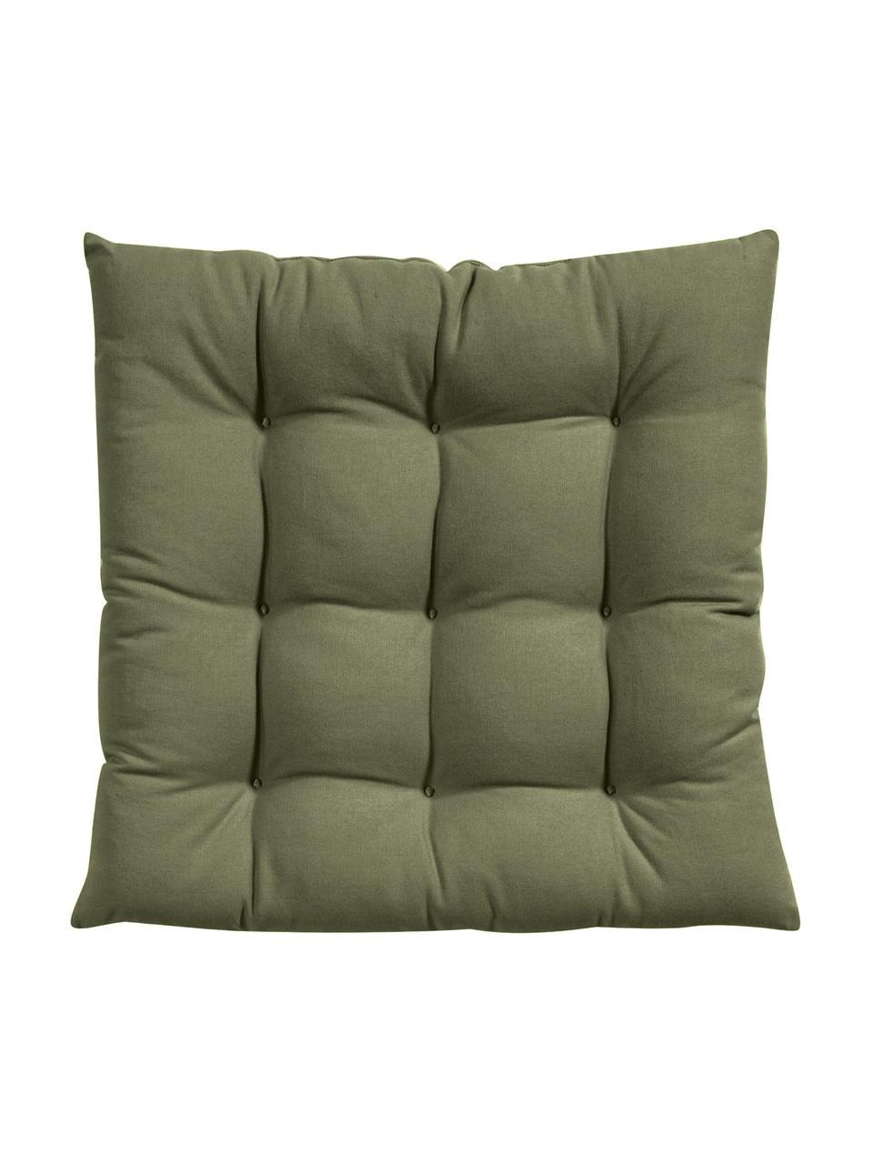 Coussin de chaise 40x40 coton vert olive Ava, Vert olive, larg. 40 x long. 40 cm