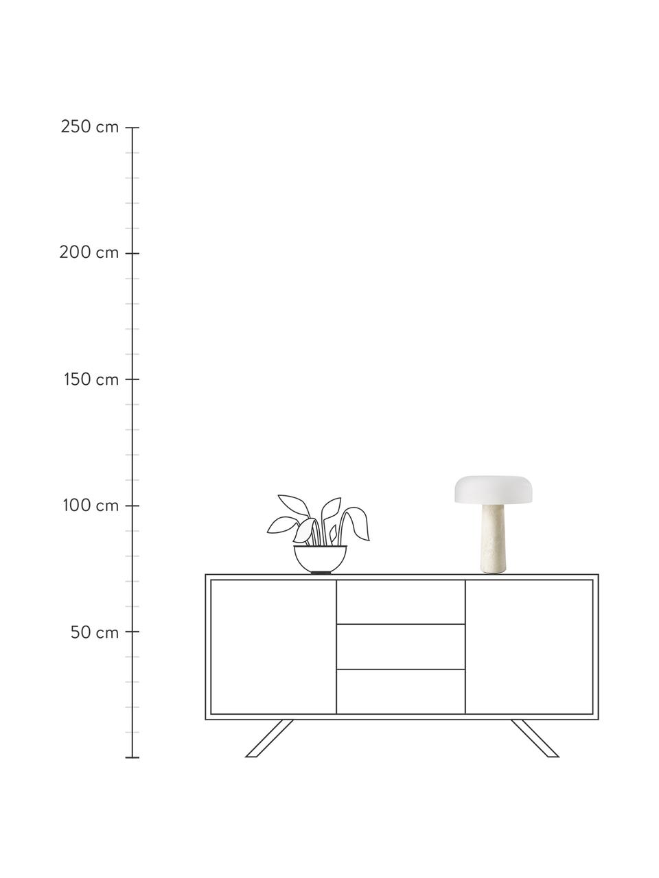 Lampada da tavolo con base in travertino Carla, Paralume: vetro, Base della lampada: travertino, metallo, Beige effetto travertino, Ø 32 x Alt. 39 cm