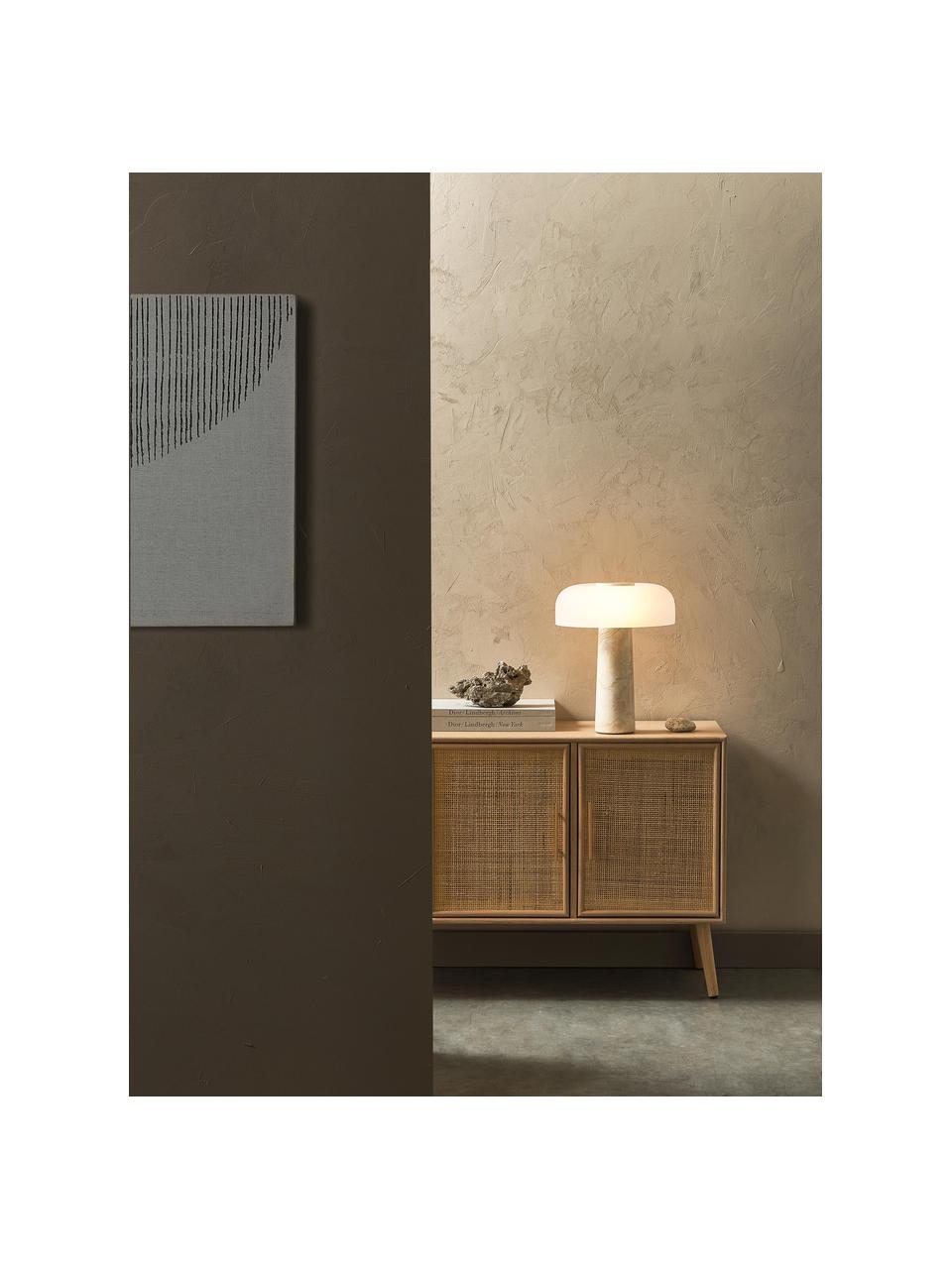 Lampe à poser avec pied en travertin Carla, Blanc, beige, travertin, Ø 32 x haut. 39 cm