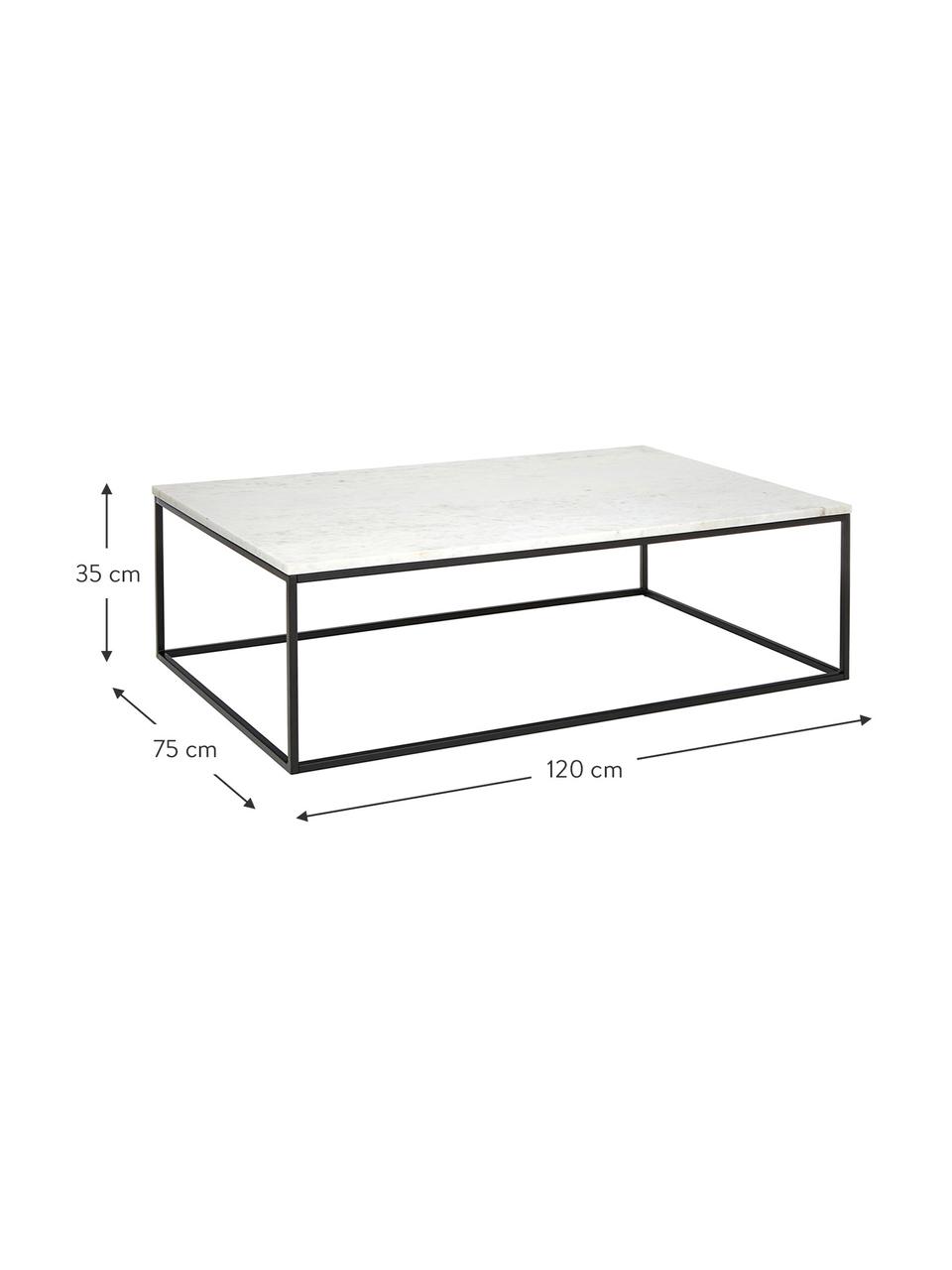 Mesa de centro grande de mármol Alys, Tablero: mármol, Estructura: metal con pintura en polv, Mármol blanco, negro, An 120 x F 75 cm