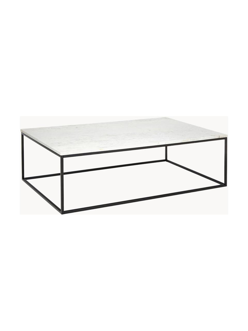 Grande table basse en marbre Alys, Blanc marbré, noir, larg. 120 x prof. 75 cm