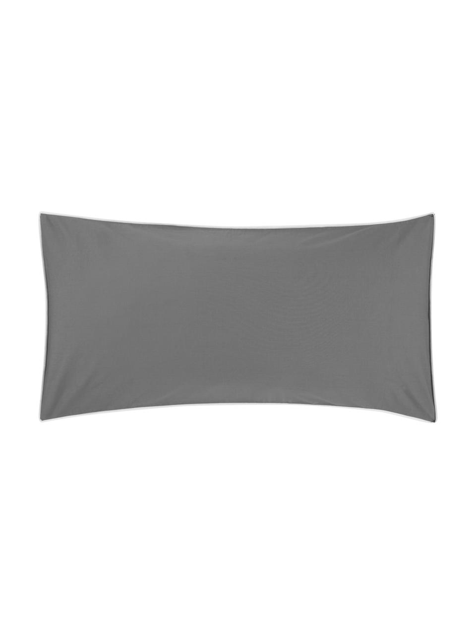 Povlak na polštář z bavlněného perkálu s lemováním Daria, 2 ks, Tmavě šedá, Š 40 cm, D 80 cm