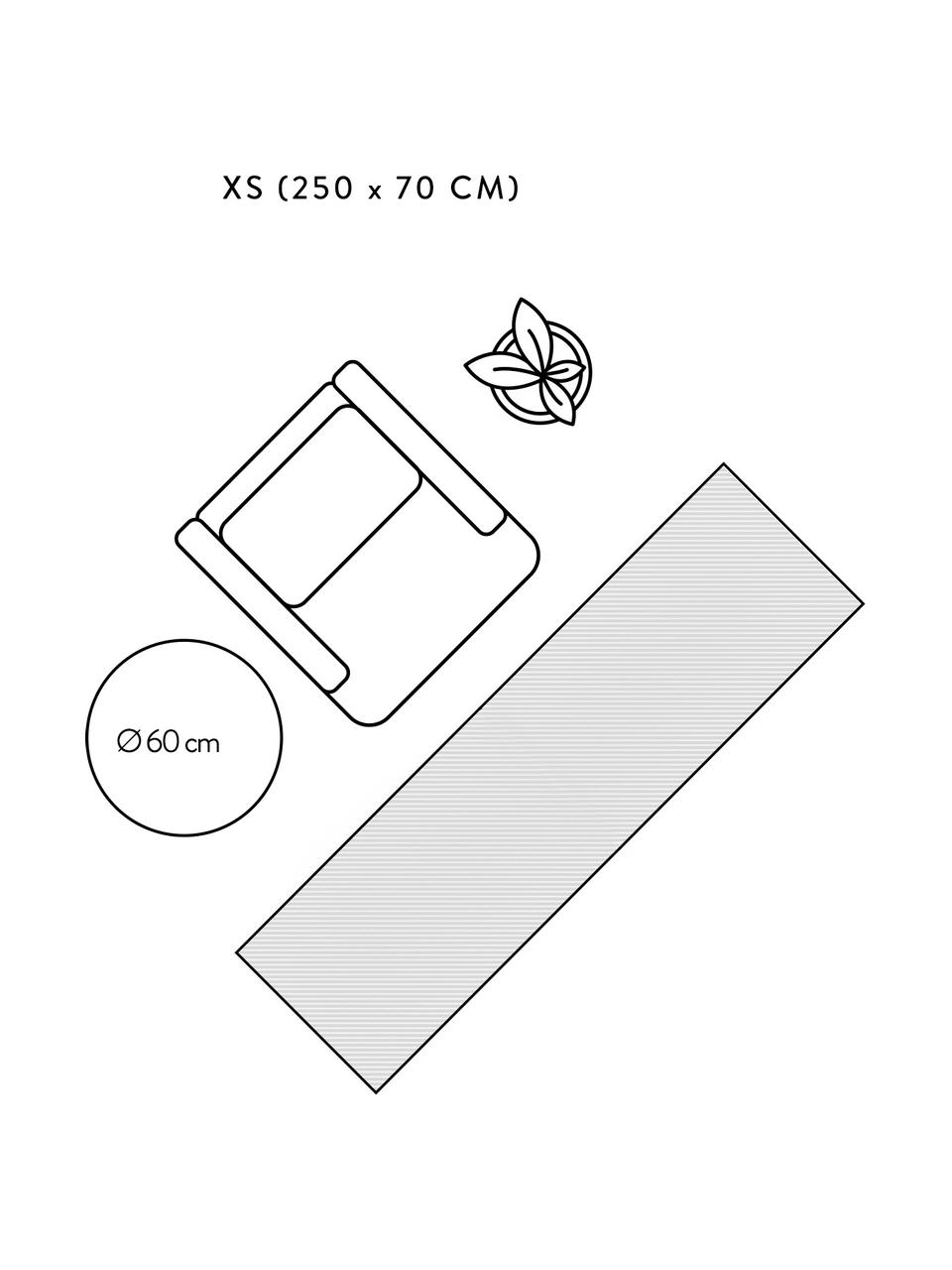 Gestreepte katoenen loper Blocker in grijs/wit, handgeweven, 100% katoen, Grijs, B 70 x L 250 cm