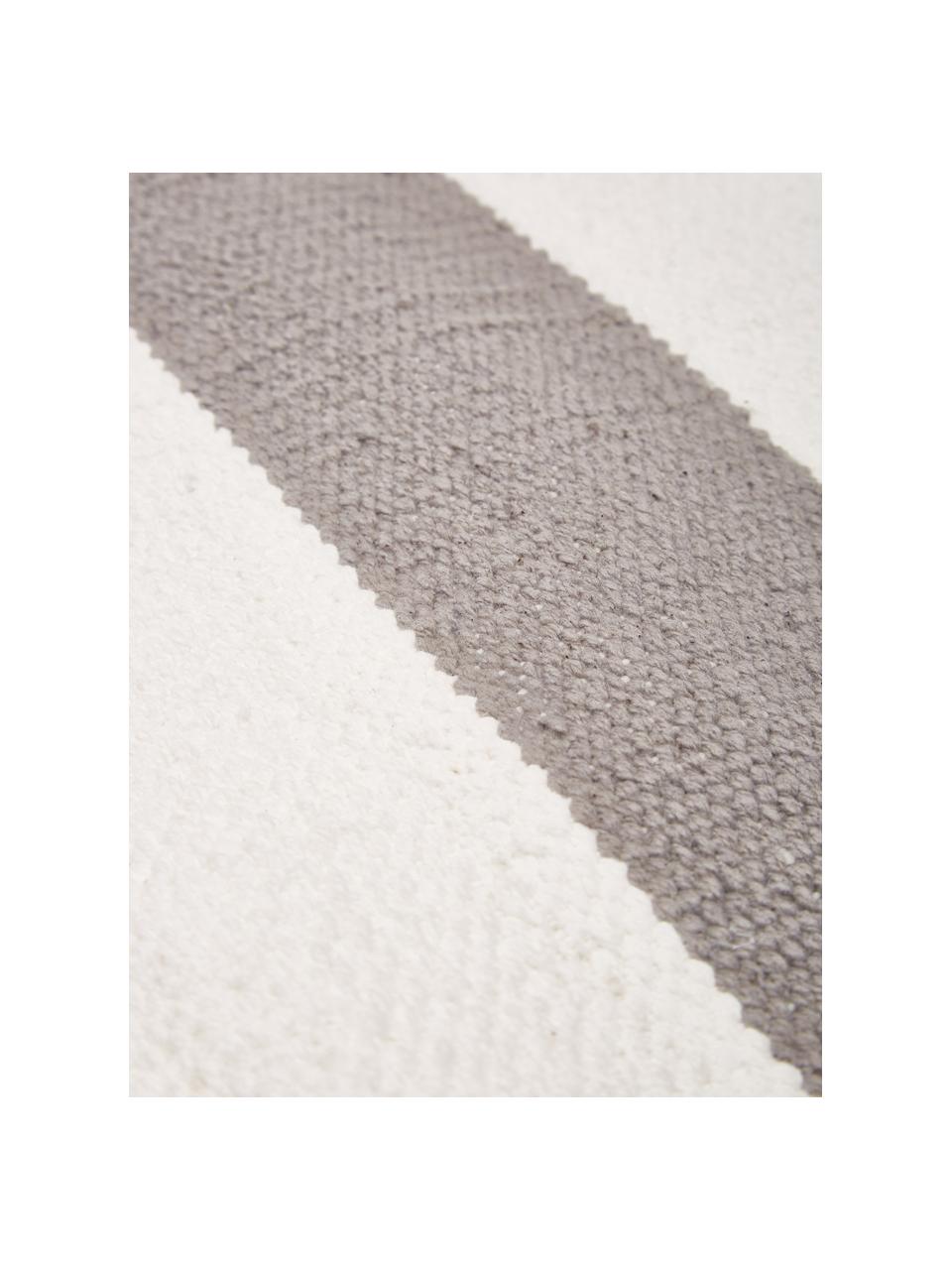Passatoia in cotone a righe color grigio/bianco tessuta a mano Blocker, 100% cotone, Grigio, Larg. 70 x Lung. 250 cm