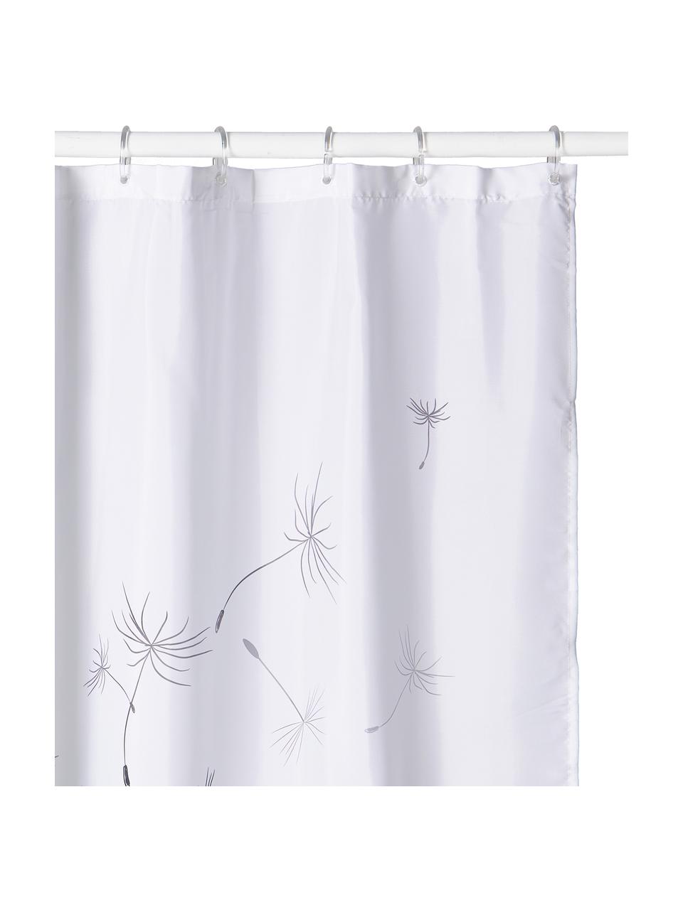 Tenda da doccia bianca Flow, 100% poliestere, Grigio, bianco, Larg. 180 x Lung. 200 cm