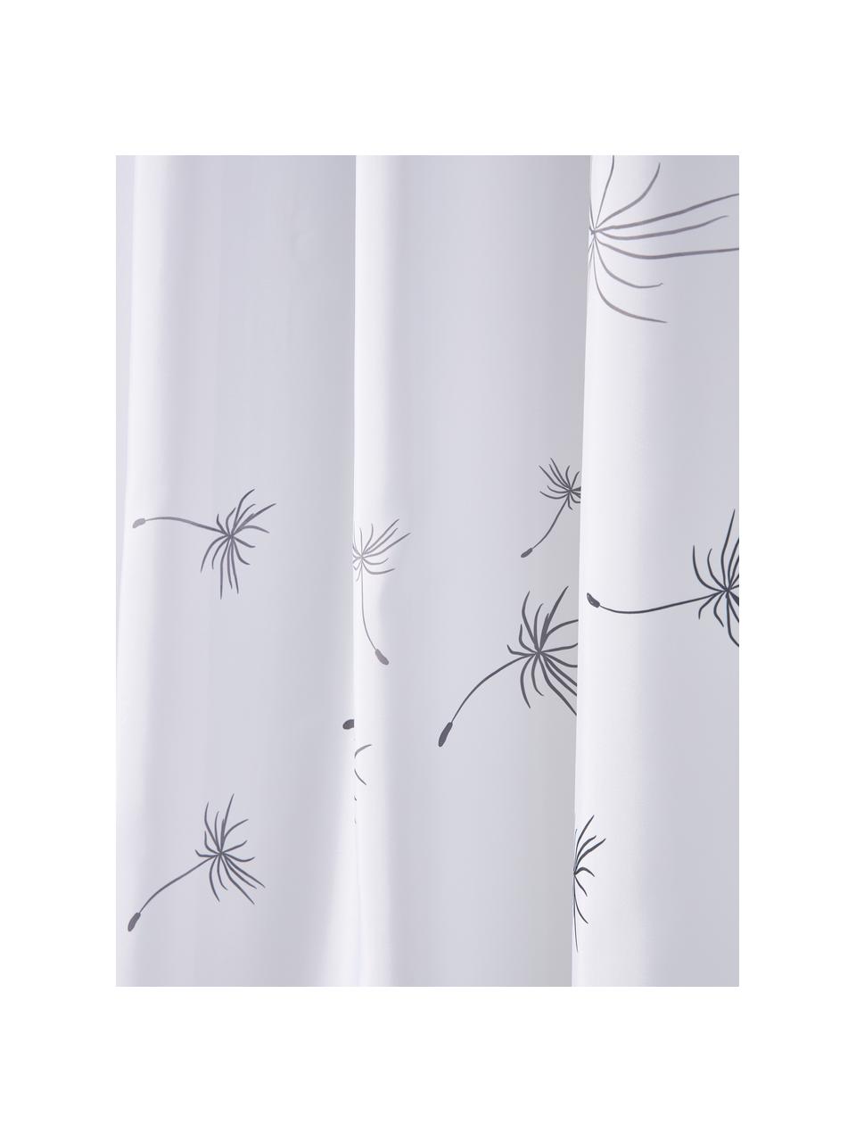 Rideau de douche blanc Flow, 100 % polyester, Gris, blanc, larg. 180 x long. 200 cm