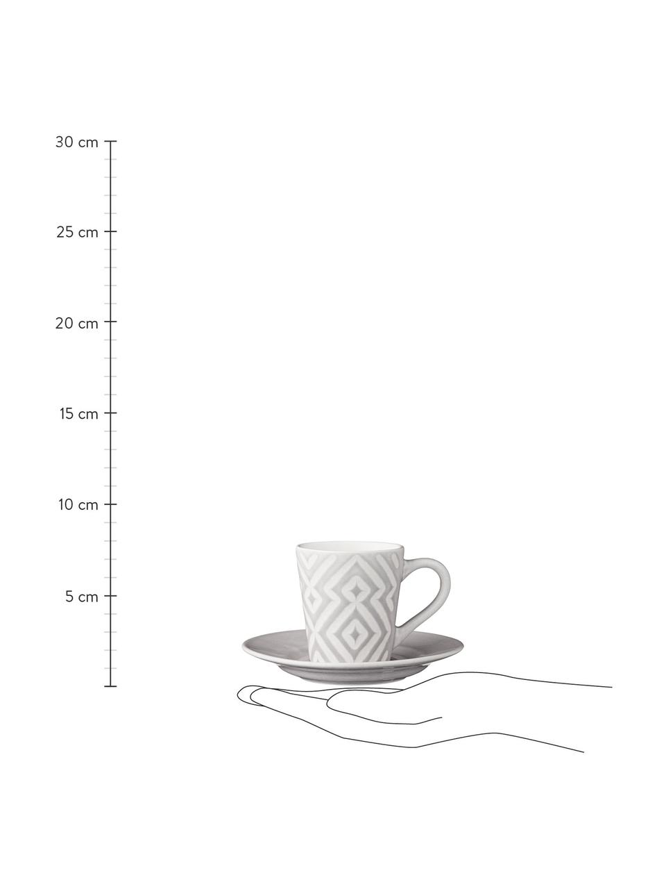 Tasse à expresso céramique Abella, 4 pièces, Gris, blanc