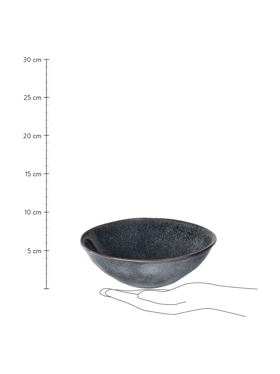 Assiette creuse céramique Pauline, 2 pièces, Grès cérame, Gris foncé, Ø 18 cm