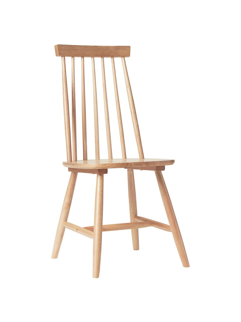 Windsor-Holzstühle Milas in Braun, 2 Stück, Kautschuckholz, lackiert, Braun, B 52 x T 45 cm
