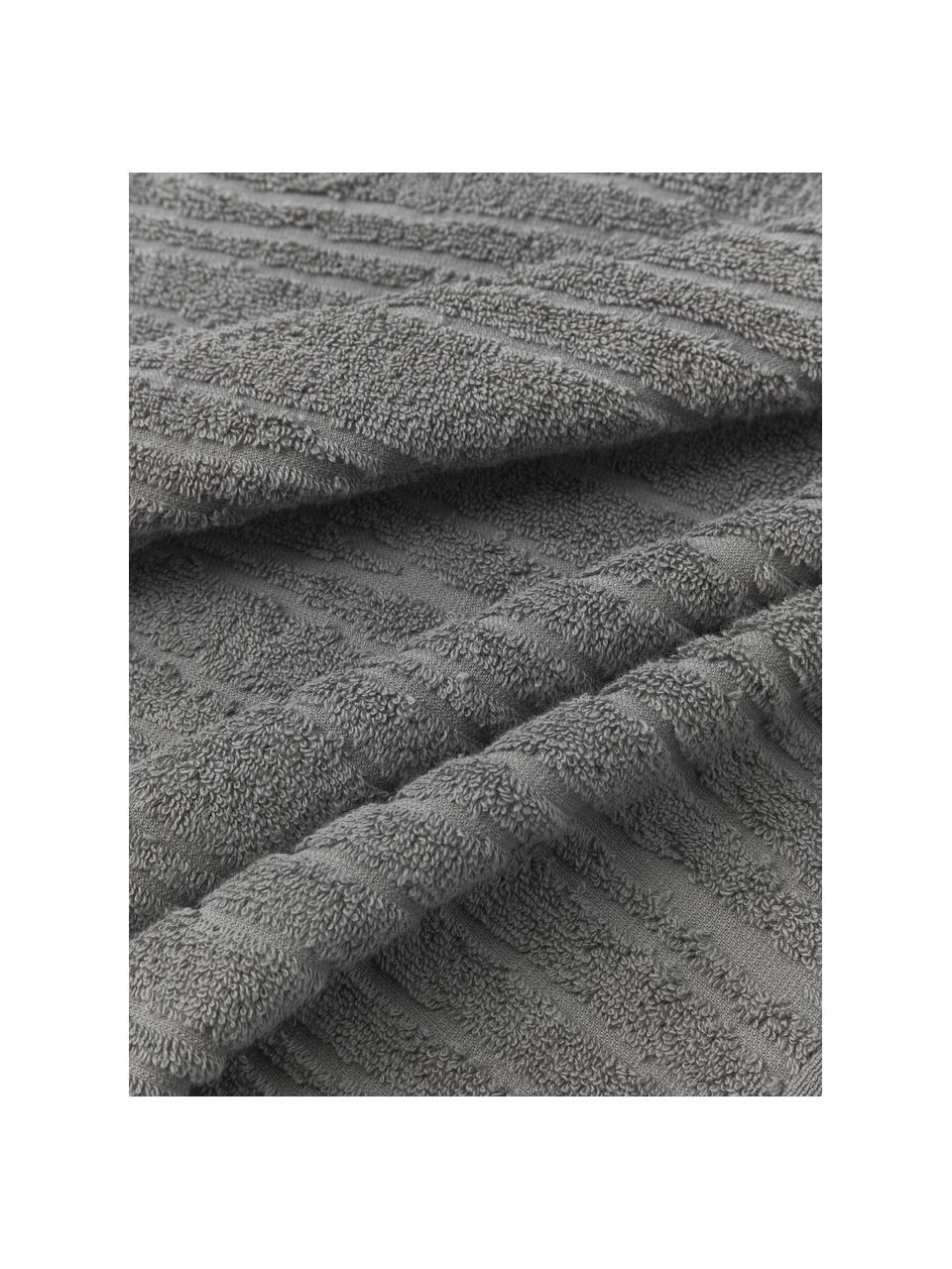 Katoenen handdoek Audrina in verschillende formaten, Donkergrijs, Douchehanddoek, B 70 x L 140 cm